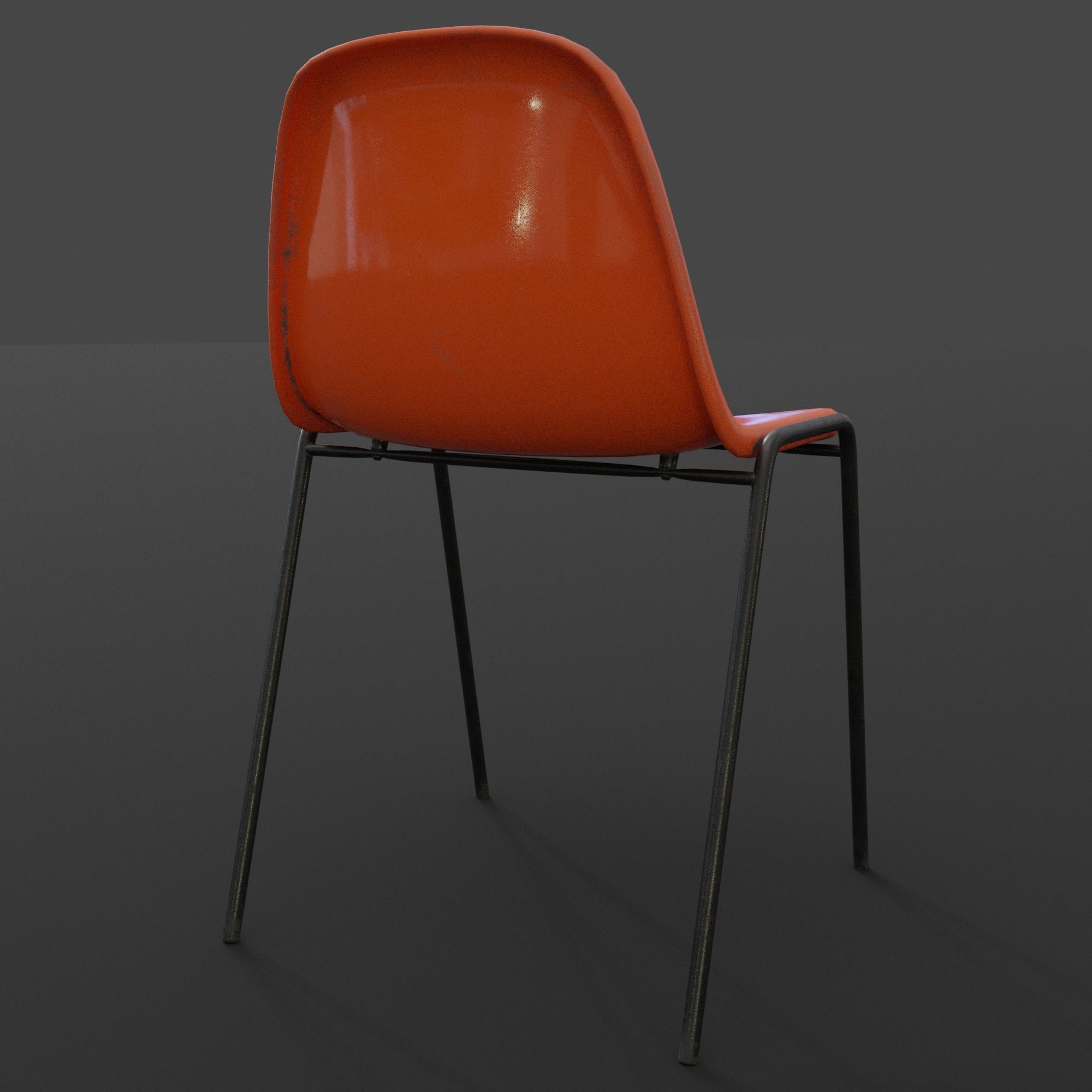 Fiberglass Plastic Chair Low-poly 3D model_13