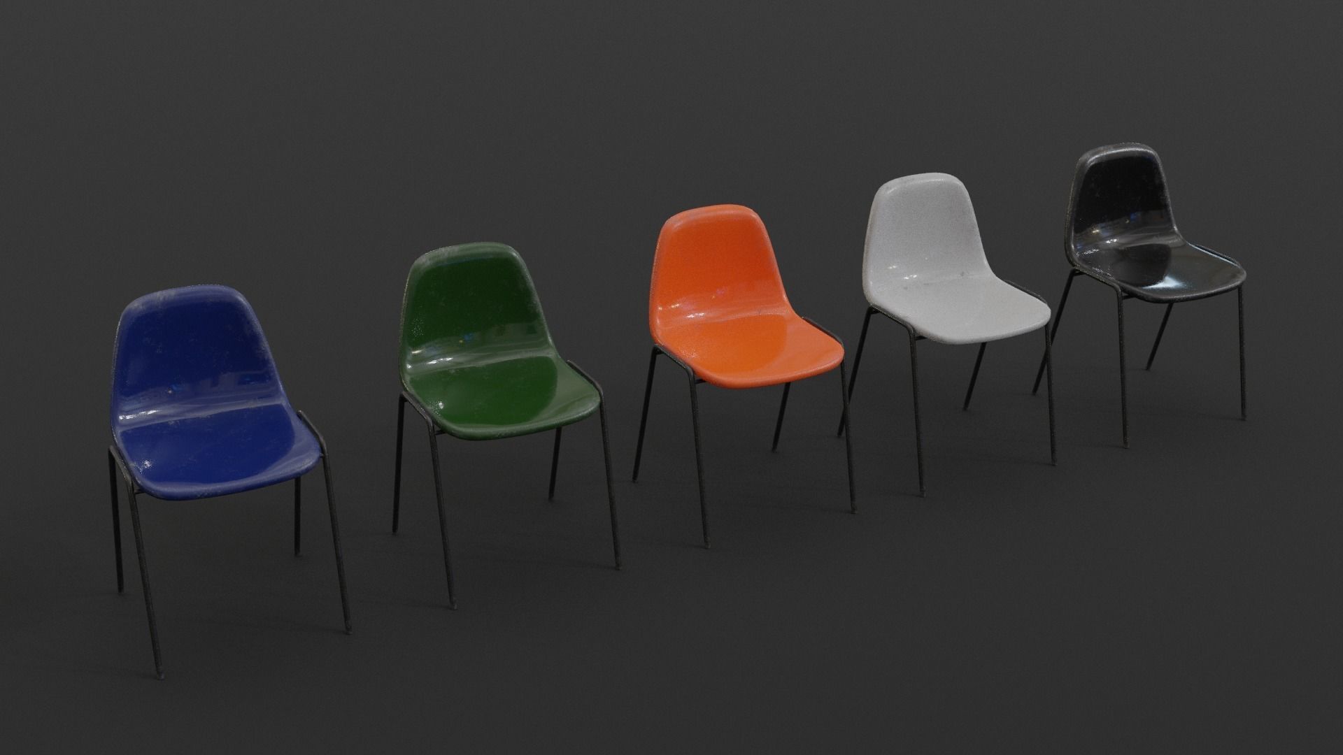 Fiberglass Plastic Chair Low-poly 3D model_1