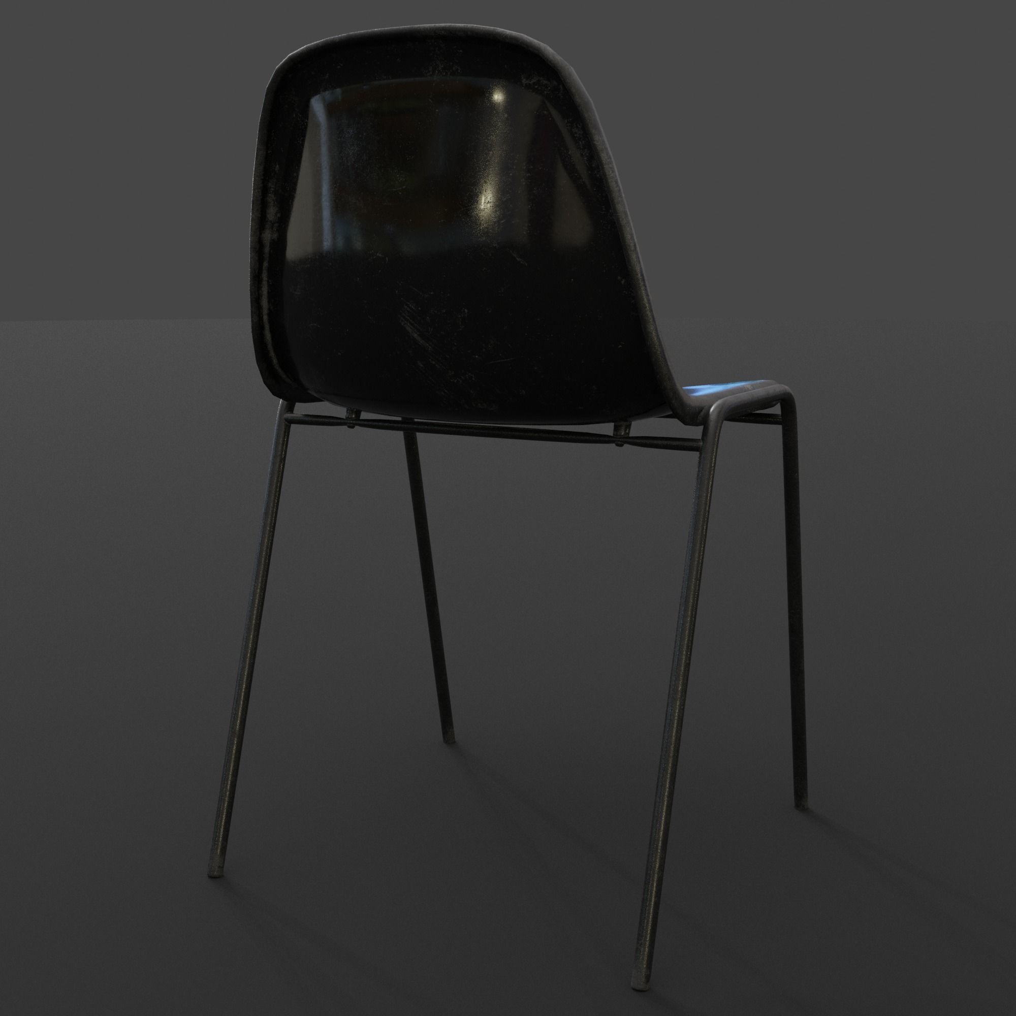 Fiberglass Plastic Chair Low-poly 3D model_9