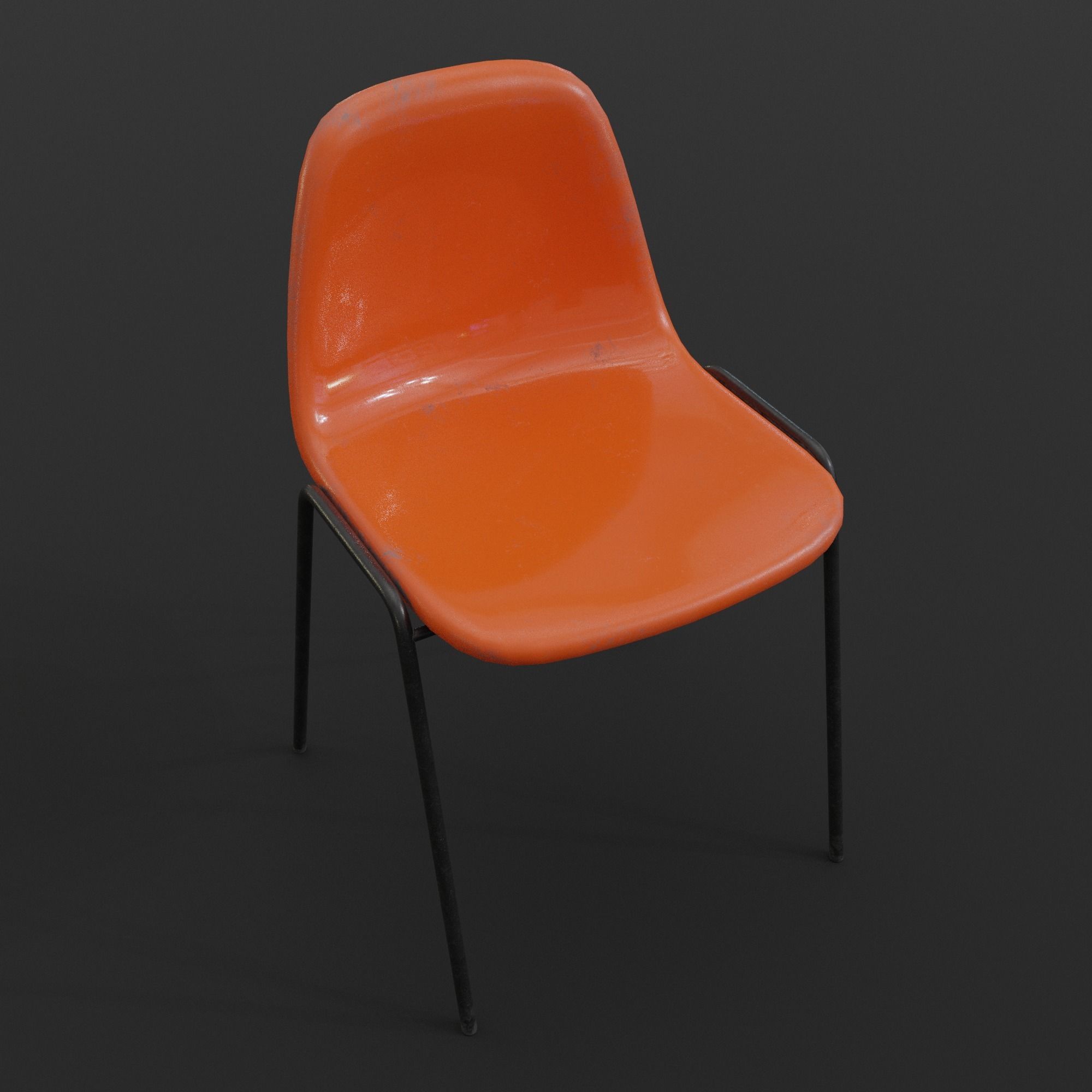 Fiberglass Plastic Chair Low-poly 3D model_19