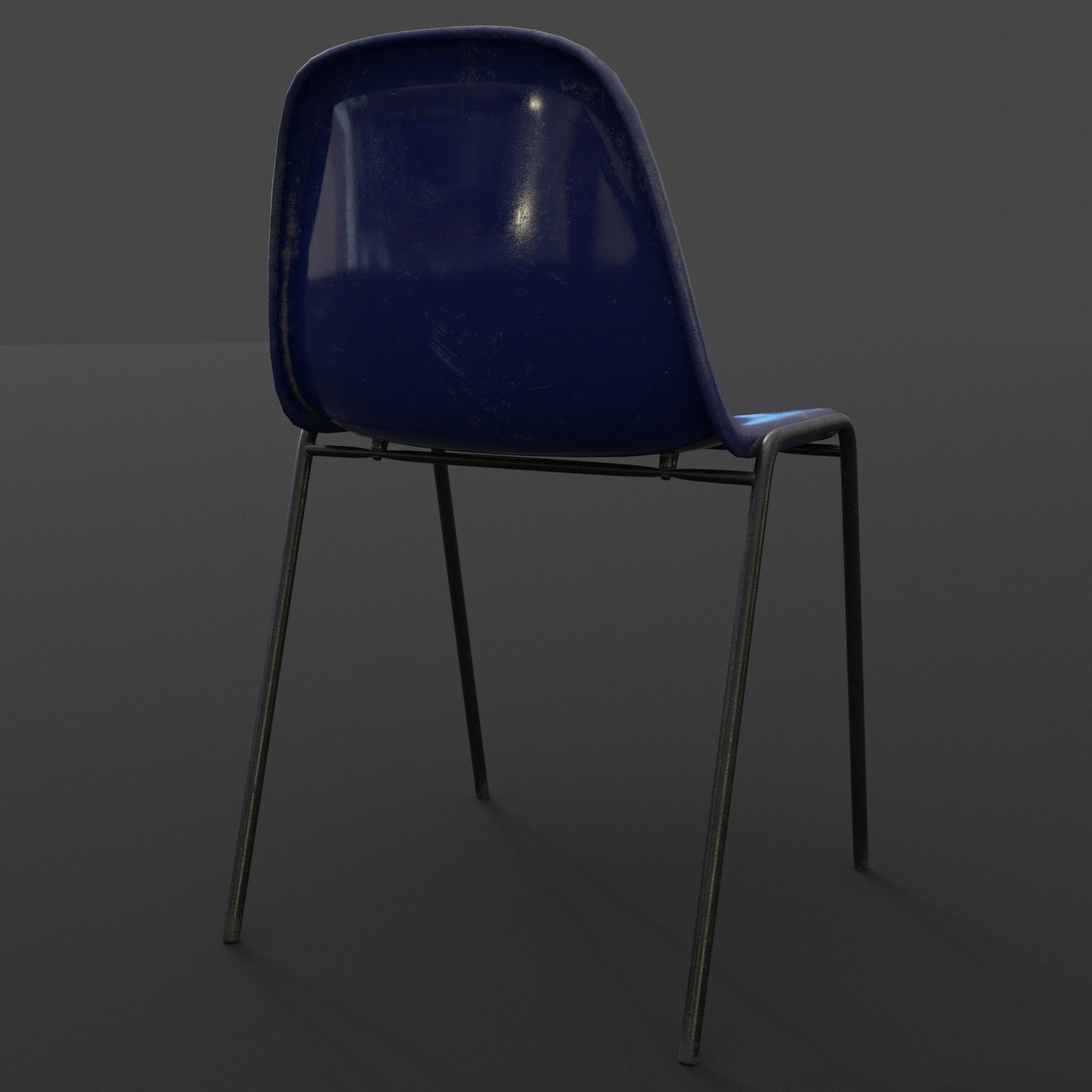 Fiberglass Plastic Chair Low-poly 3D model_10