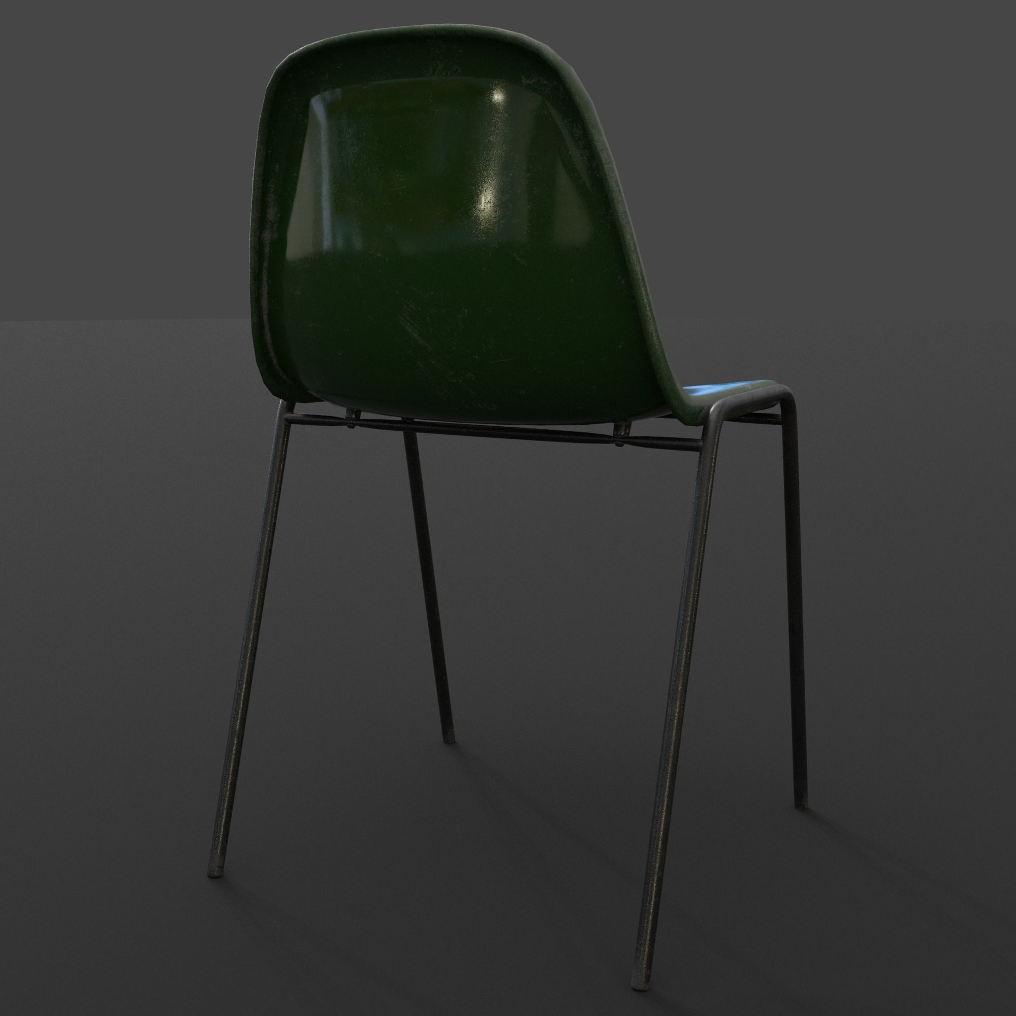 Fiberglass Plastic Chair Low-poly 3D model_11