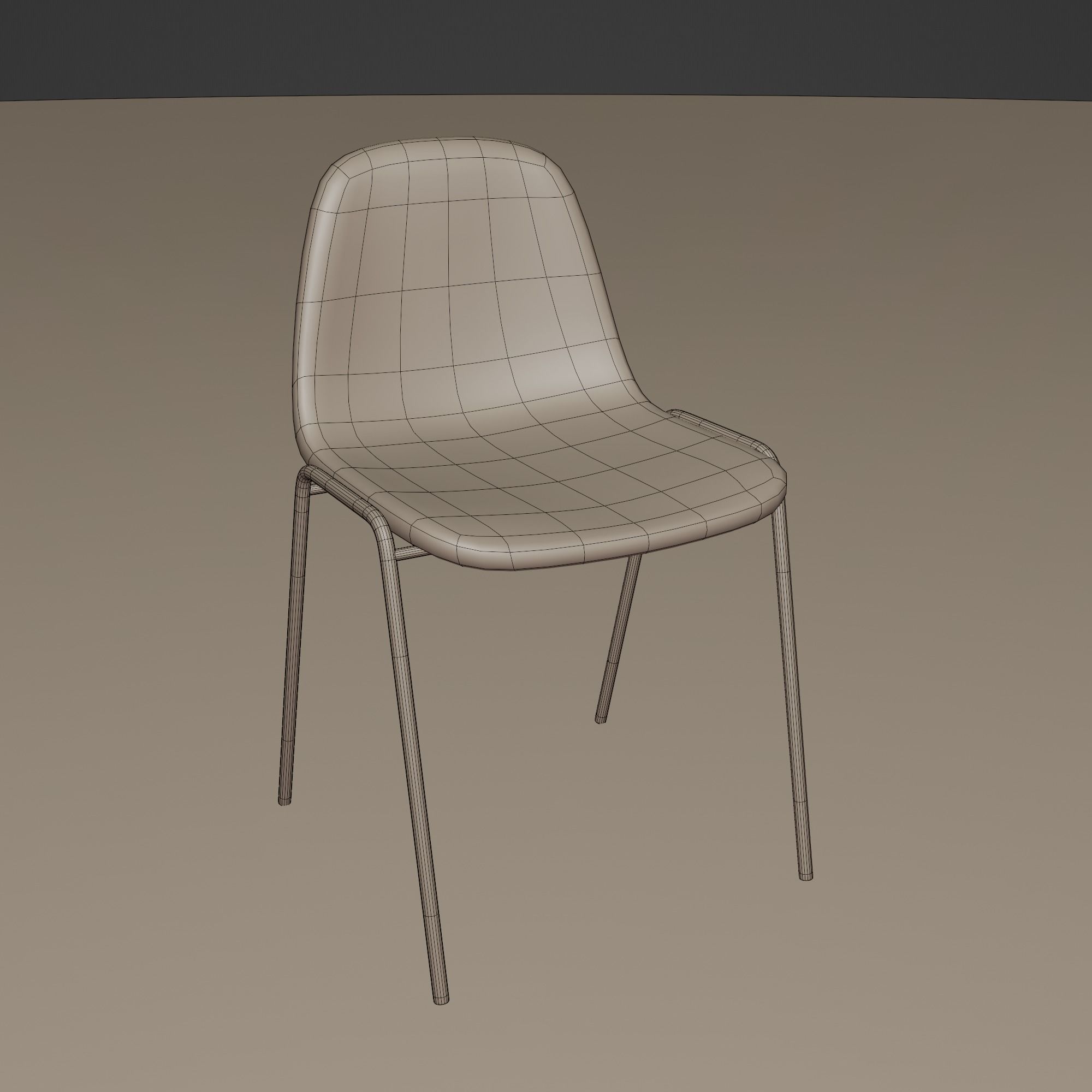 Fiberglass Plastic Chair Low-poly 3D model_6