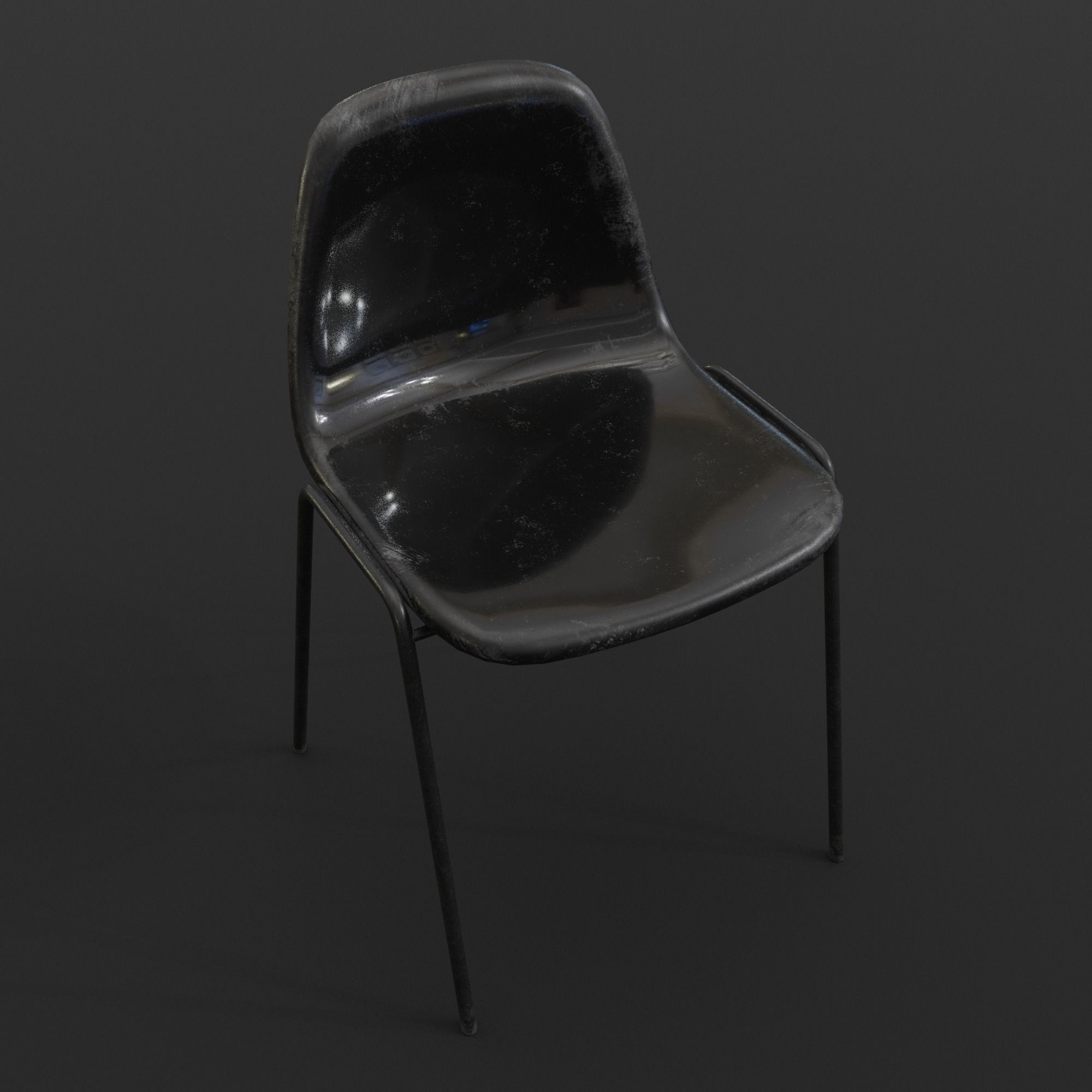 Fiberglass Plastic Chair Low-poly 3D model_15