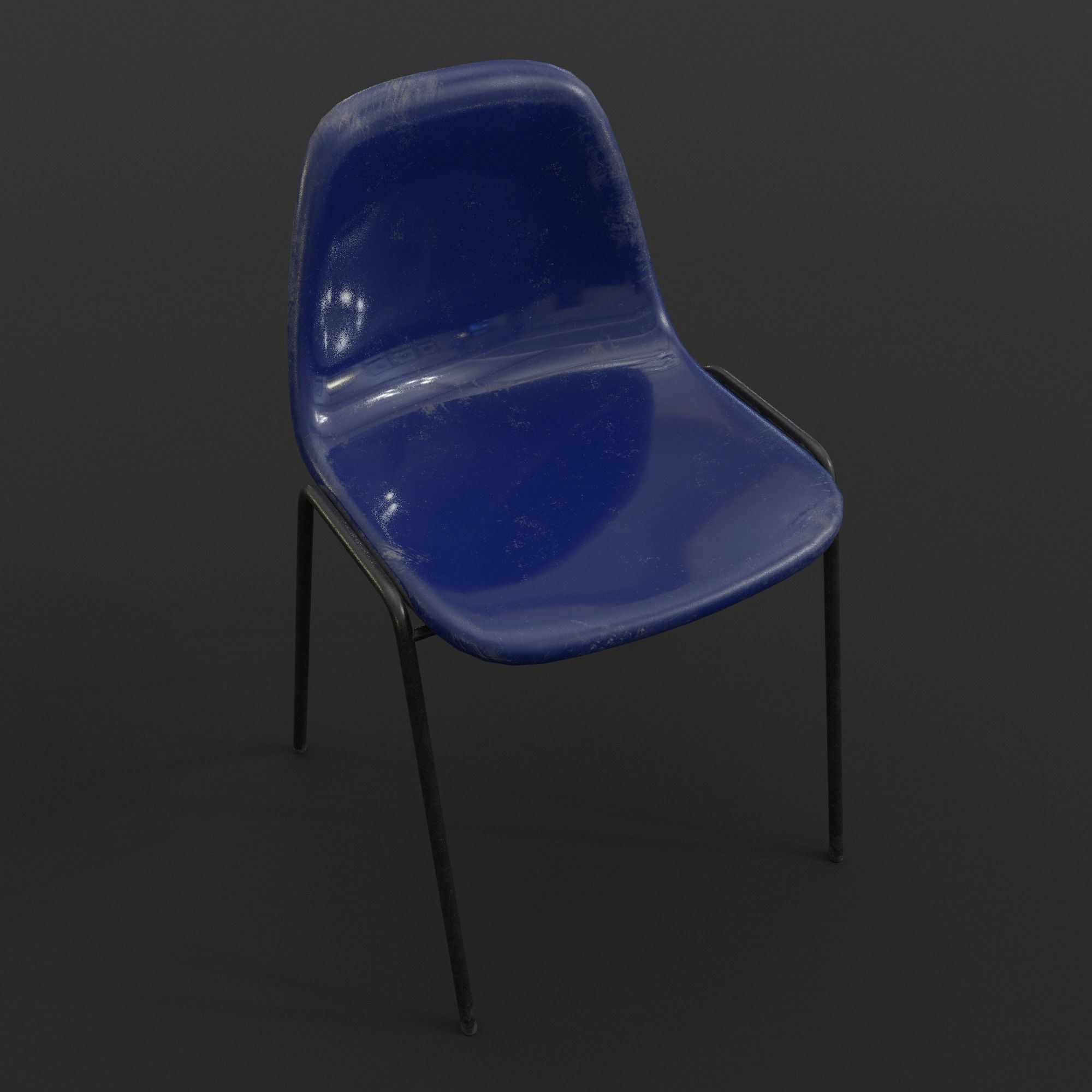 Fiberglass Plastic Chair Low-poly 3D model_16