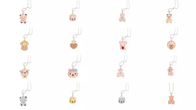 28 Panda Baby Light Weight Kids Pendant Necklace Charms  3D Model Collection