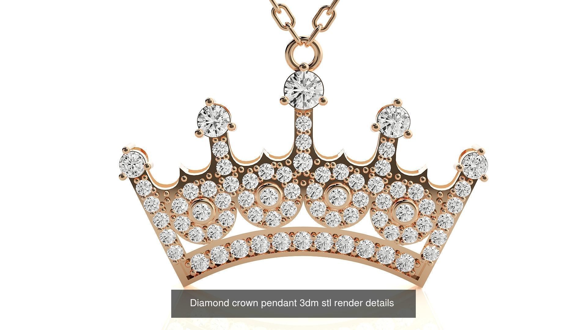 8 Crown Pendant Necklace Charms 3D Model Collection_1
