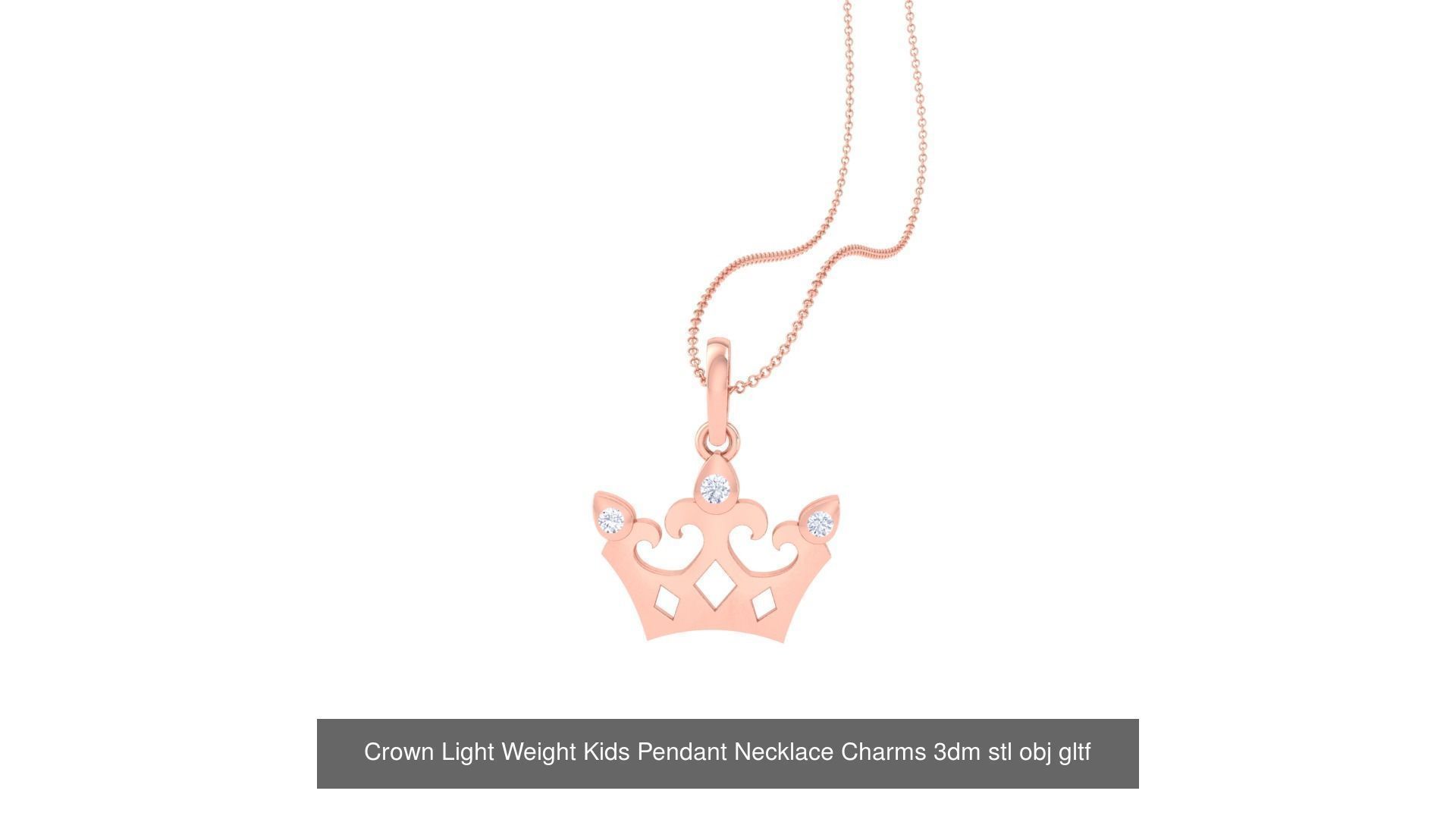 8 Crown Pendant Necklace Charms 3D Model Collection_5