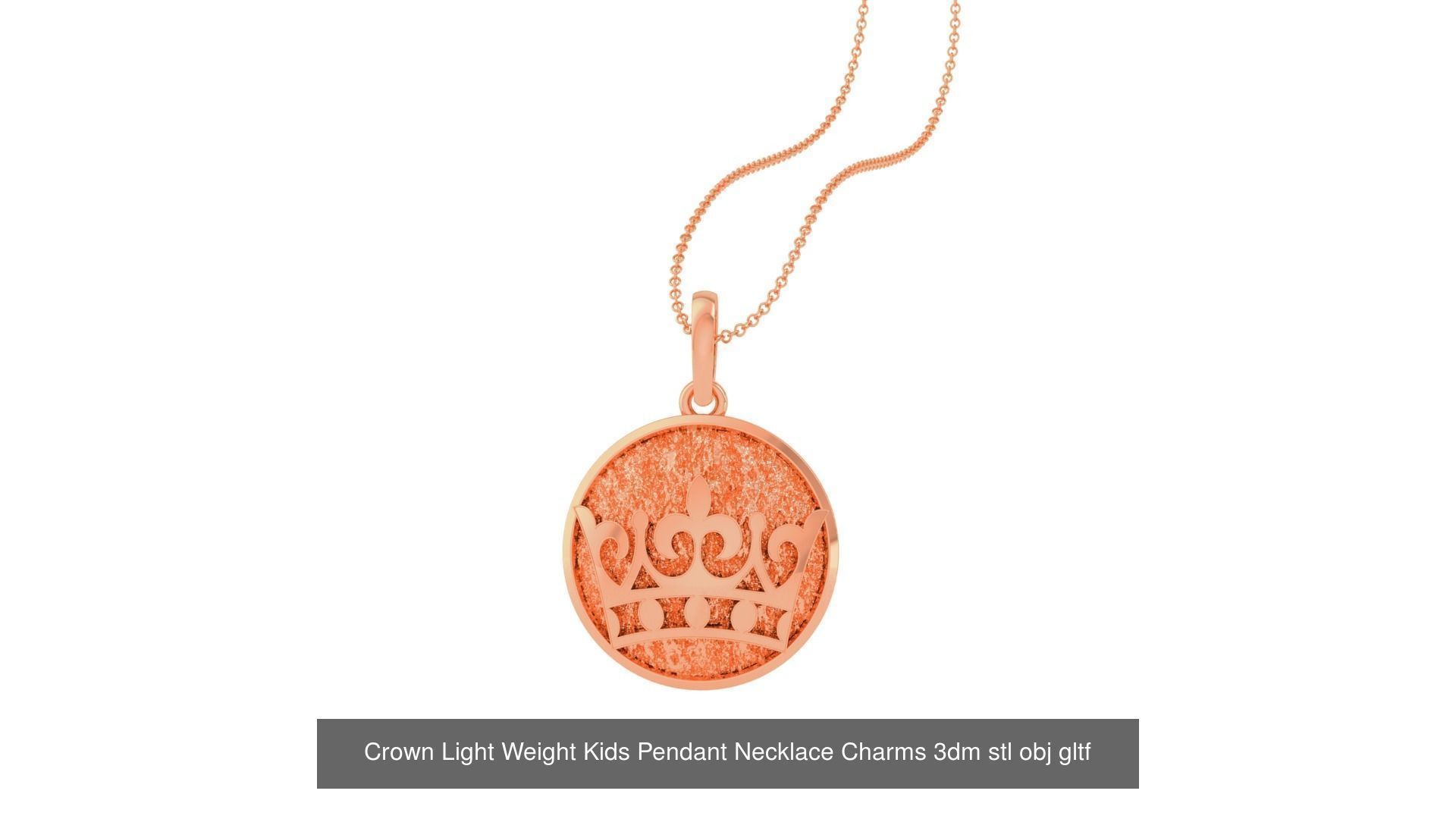 8 Crown Pendant Necklace Charms 3D Model Collection_4
