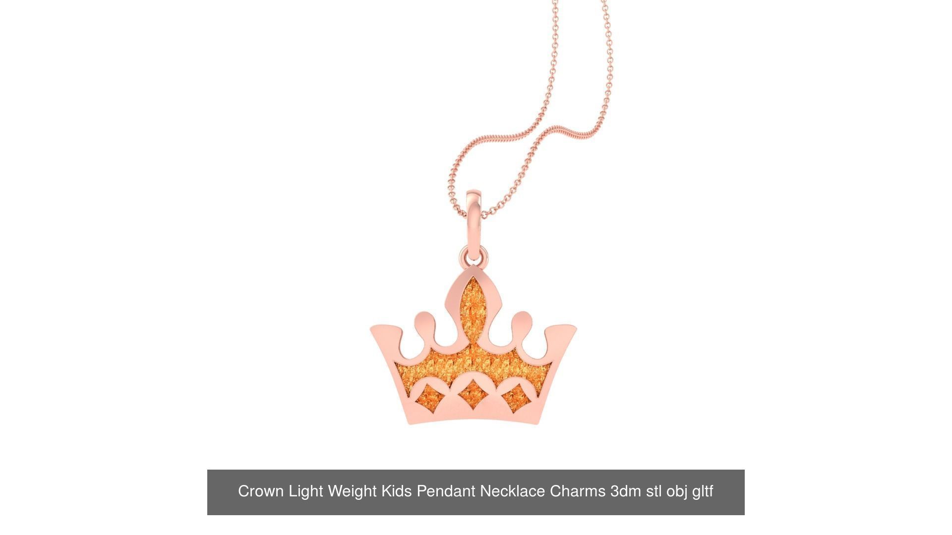 8 Crown Pendant Necklace Charms 3D Model Collection_8