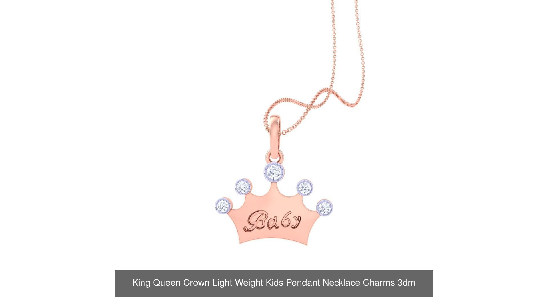 8 Crown Pendant Necklace Charms 3D Model Collection_3