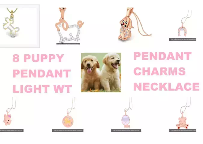8 Puppy Diamond Light Weight Kids Pendant Necklace Charms 3D Model Collection