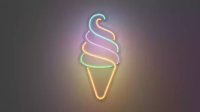 Ice Cream 3 - Neon Sign 3D model