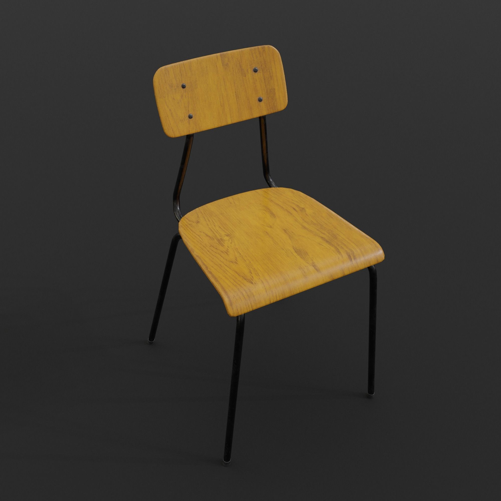Plywood Chair Low-poly 3D model_4