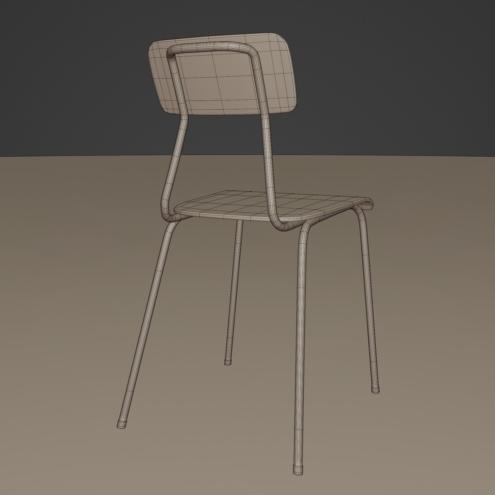 Plywood Chair Low-poly 3D model_7