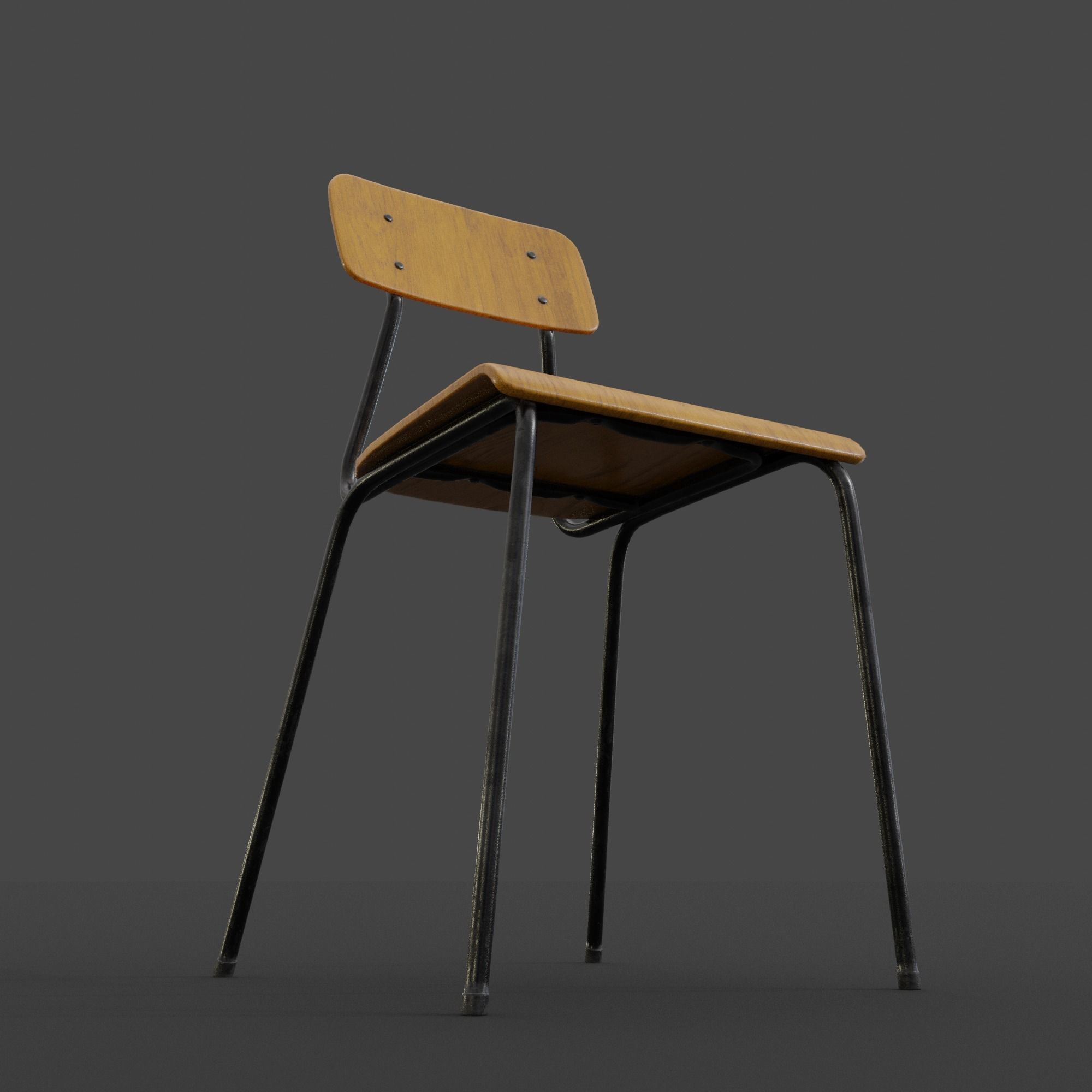 Plywood Chair Low-poly 3D model_1