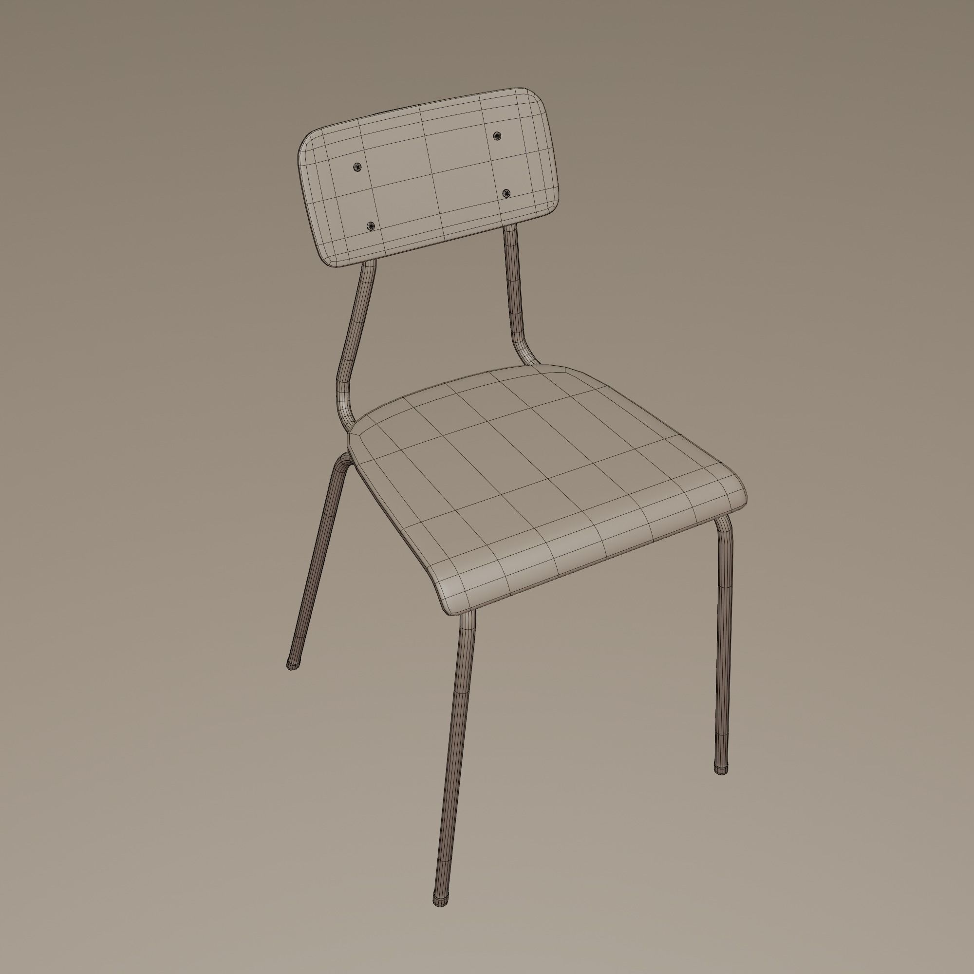 Plywood Chair Low-poly 3D model_5