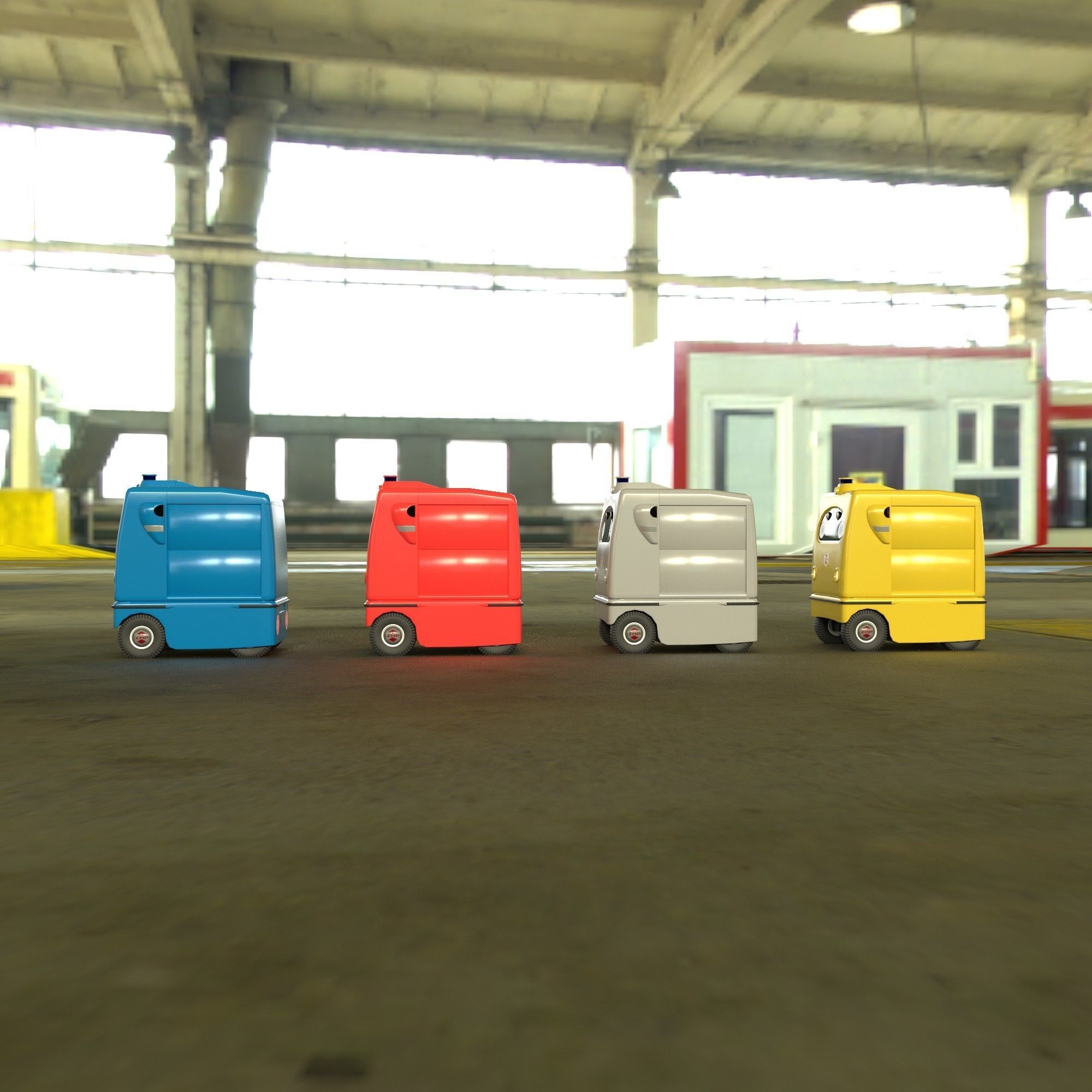 Japanese delivery robot Deliro with downward opening doors 3D model_15