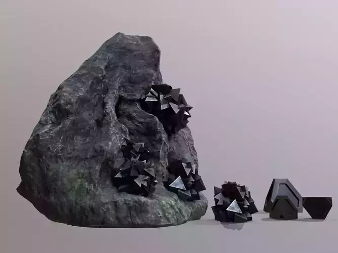 Magnetite ore and refined magnetite resource deposit Low-poly 3D model