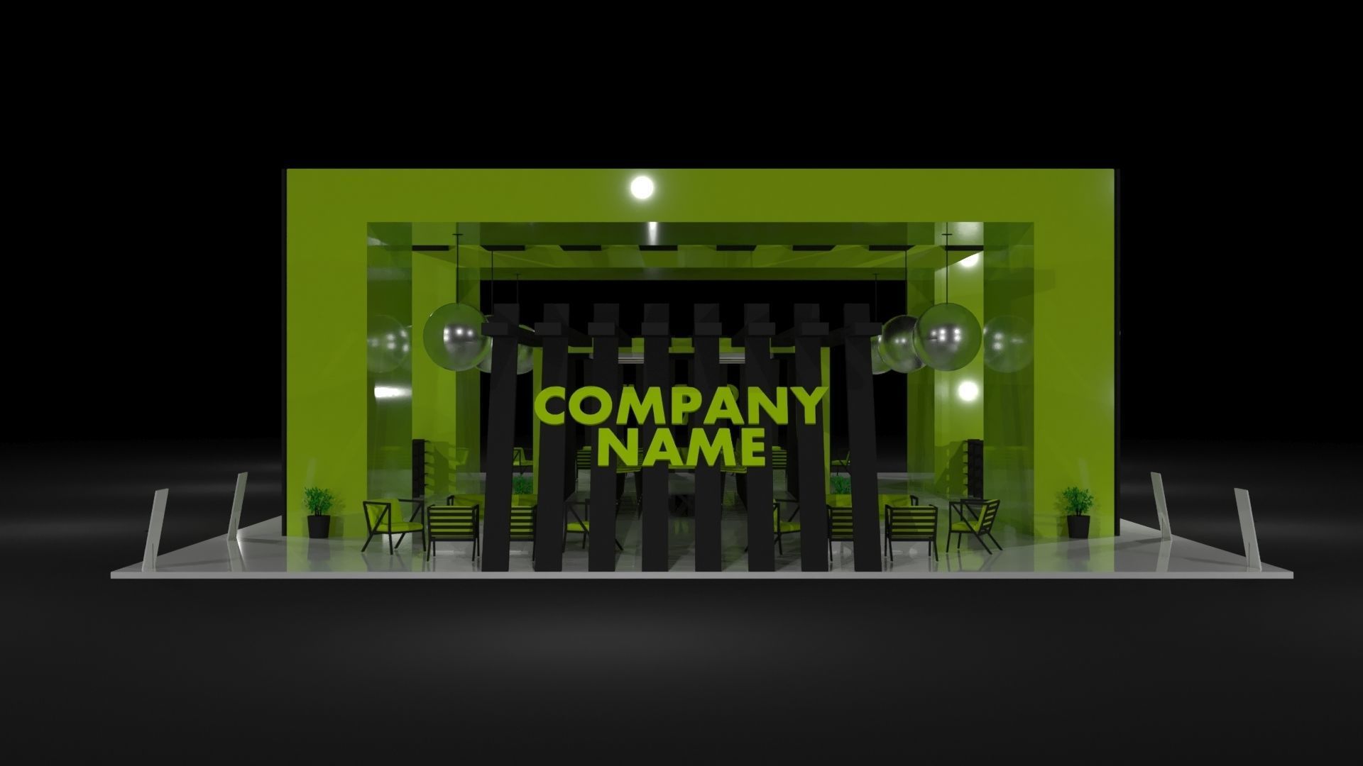 Green Booth Exhibition Stand Stall 3D model_1