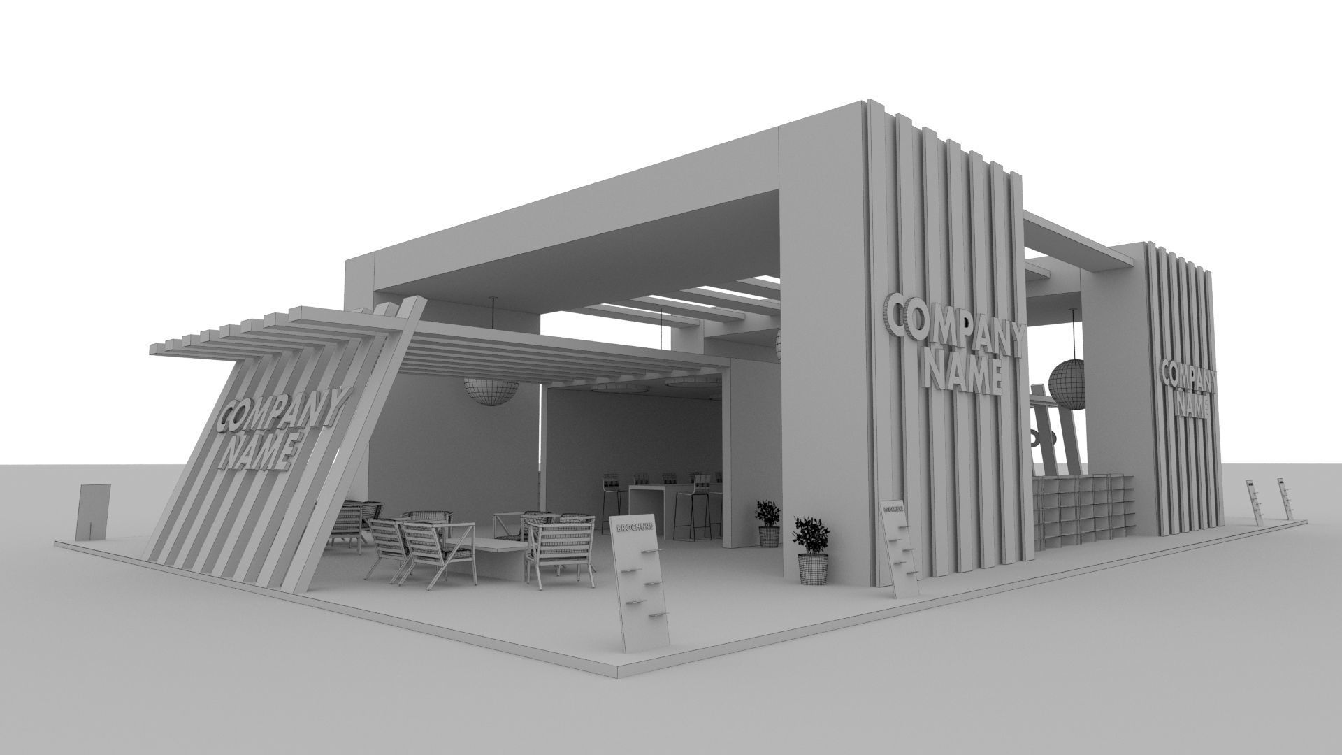 Green Booth Exhibition Stand Stall 3D model_4