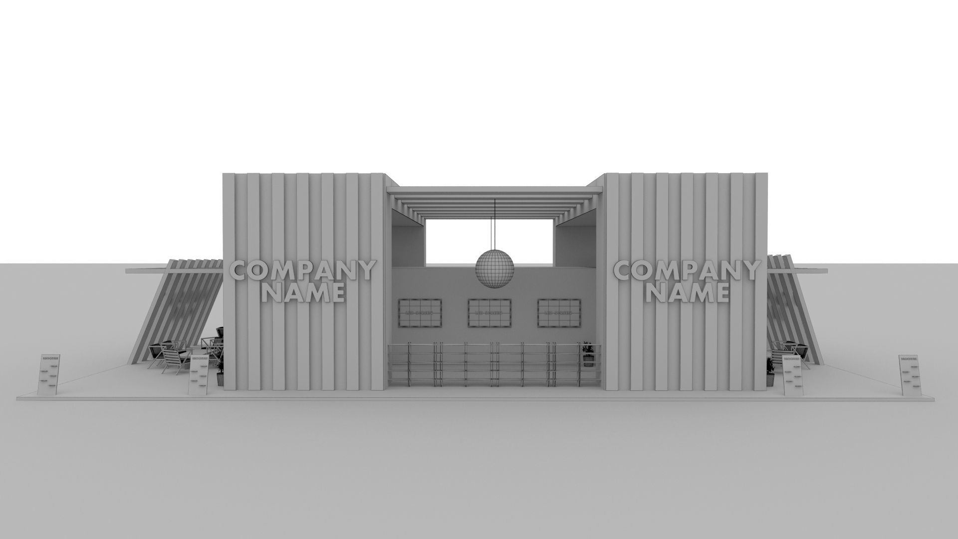 Green Booth Exhibition Stand Stall 3D model_5