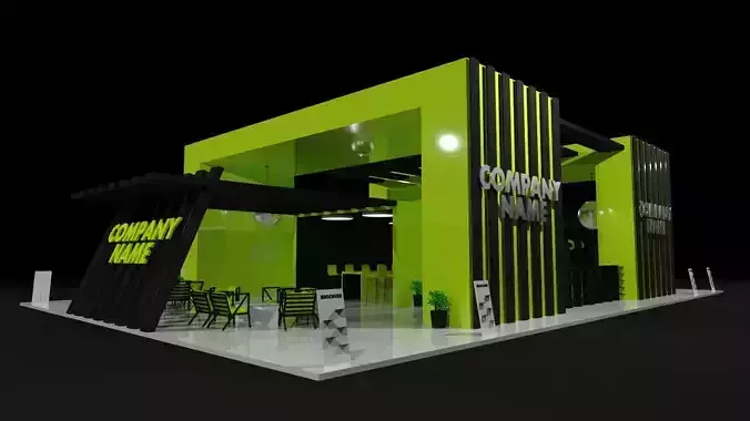 Green Booth Exhibition Stand Stall 3D model