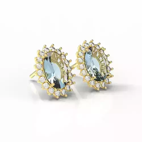 Oval cut Earring with Diamonds Brinco oval com Diamantes 3D 3D print model