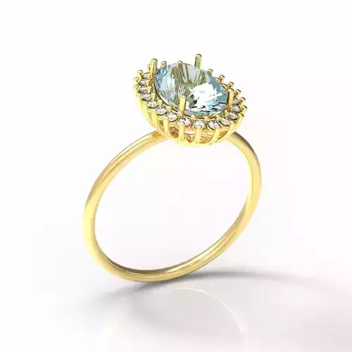 Oval cut Ring whit Diamonds Anel com Pedra oval e Diamantes 3D