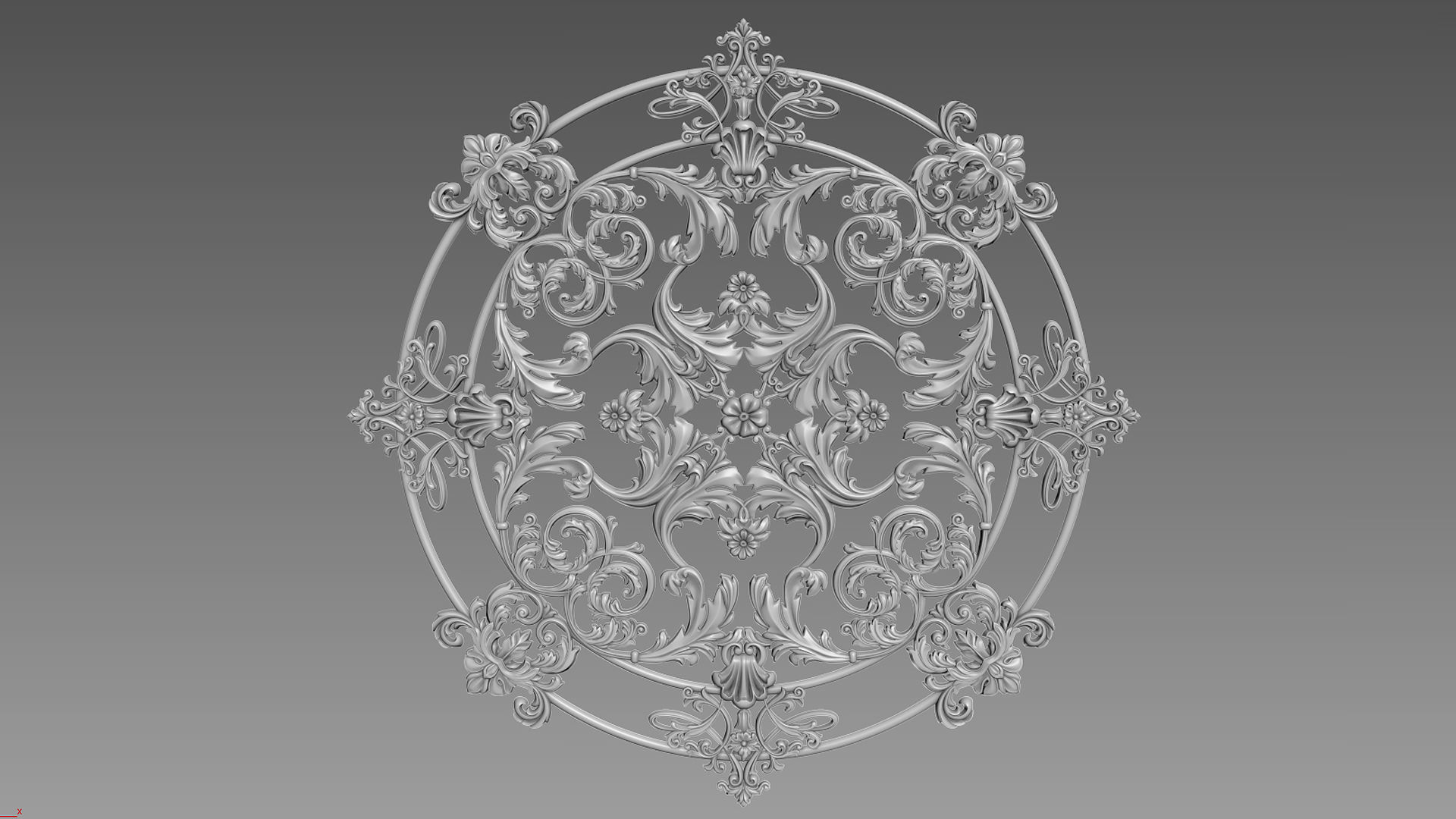 Decorative Rosette 3D model_2