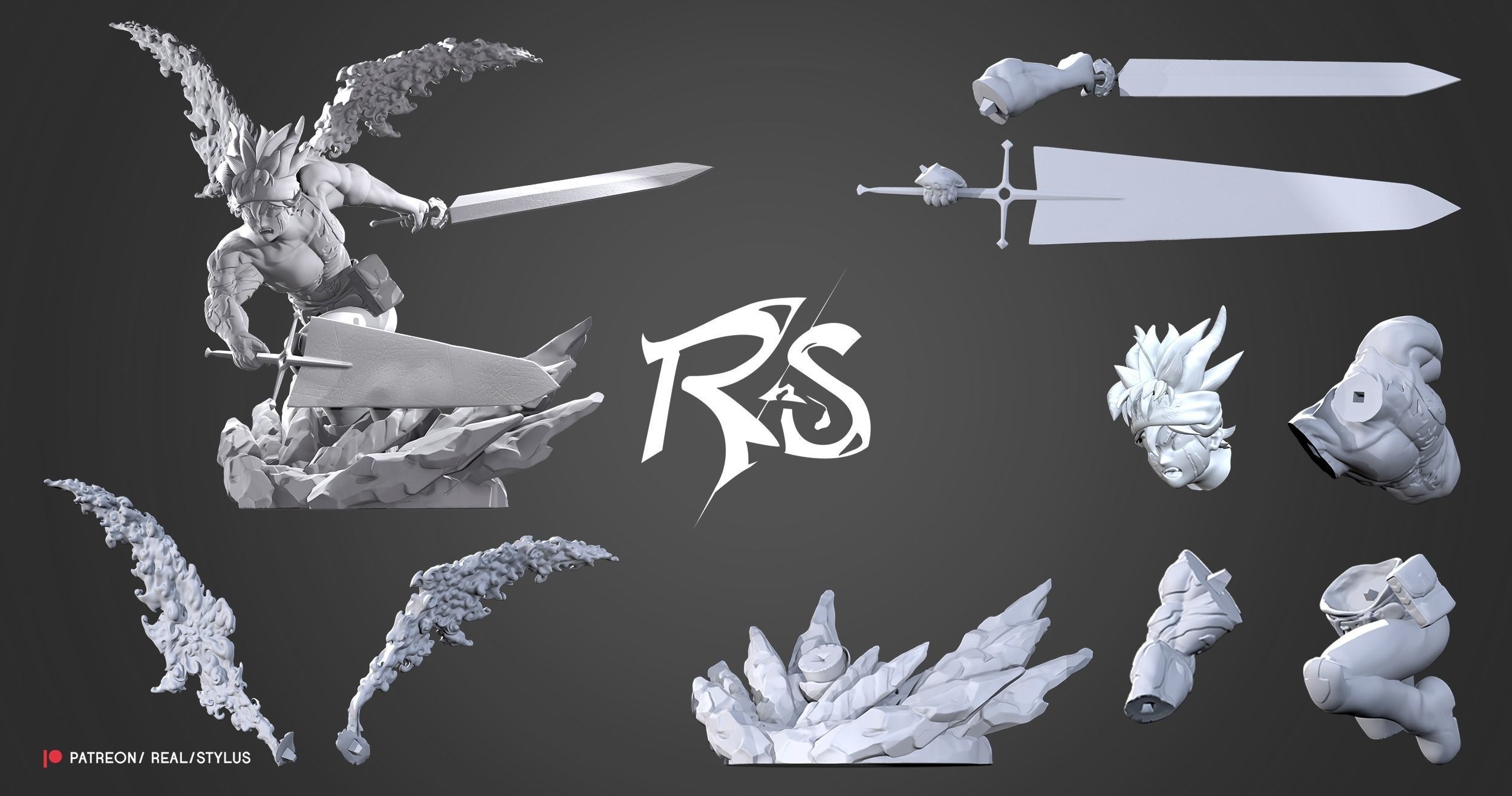 ASTA - 3D PRINT - BLACK CLOVER STYLIZED 3D print model_3