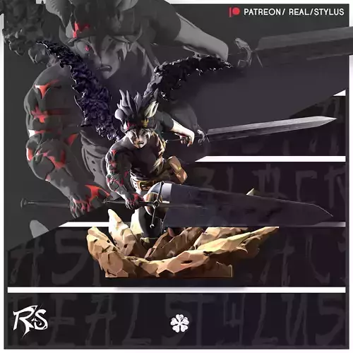 ASTA - 3D PRINT - BLACK CLOVER STYLIZED 3D print model