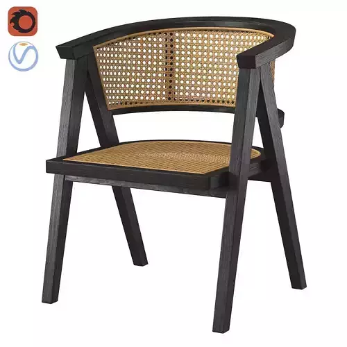 Black A-shaped design wooden rattan chair 