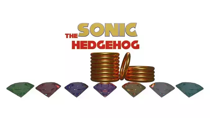 Sonic The Hedgehog Rings and Chaos Emeralds