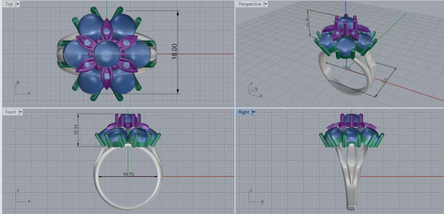 ring stone cabochon 3D print model_5