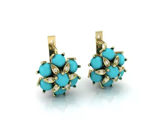 earrings with cabochon stone