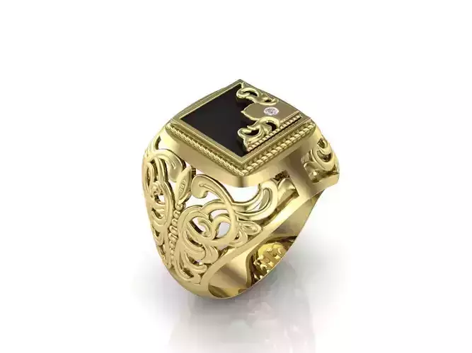 male ring with patterns