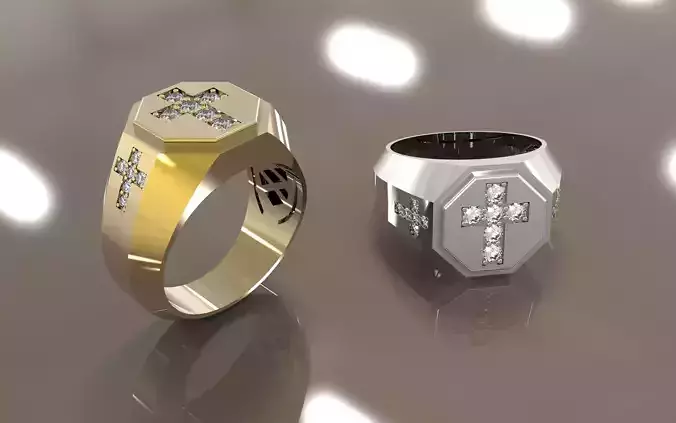 Men ring with cross