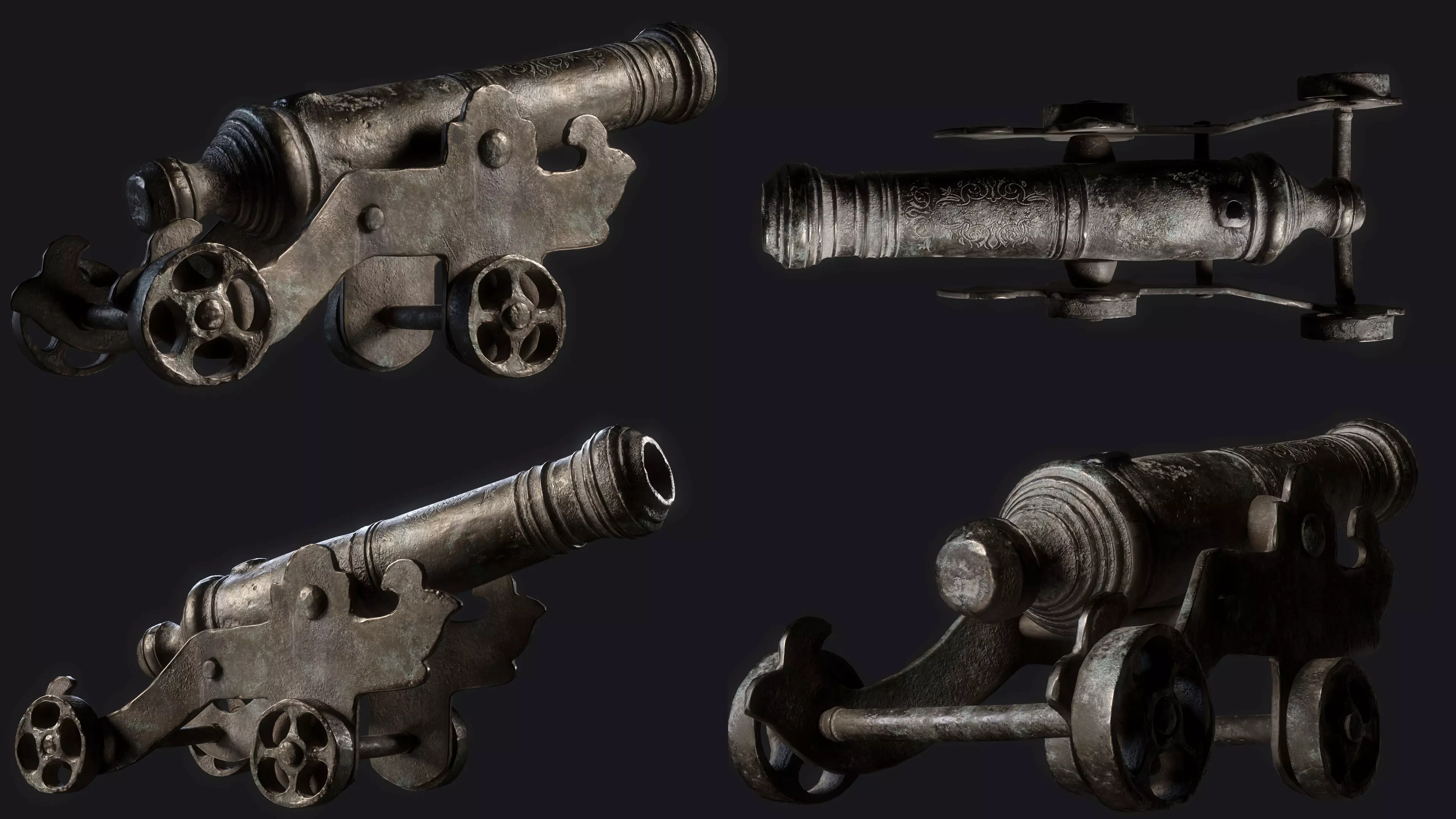 Medieval Artillery Gun Low-poly 3D model_0