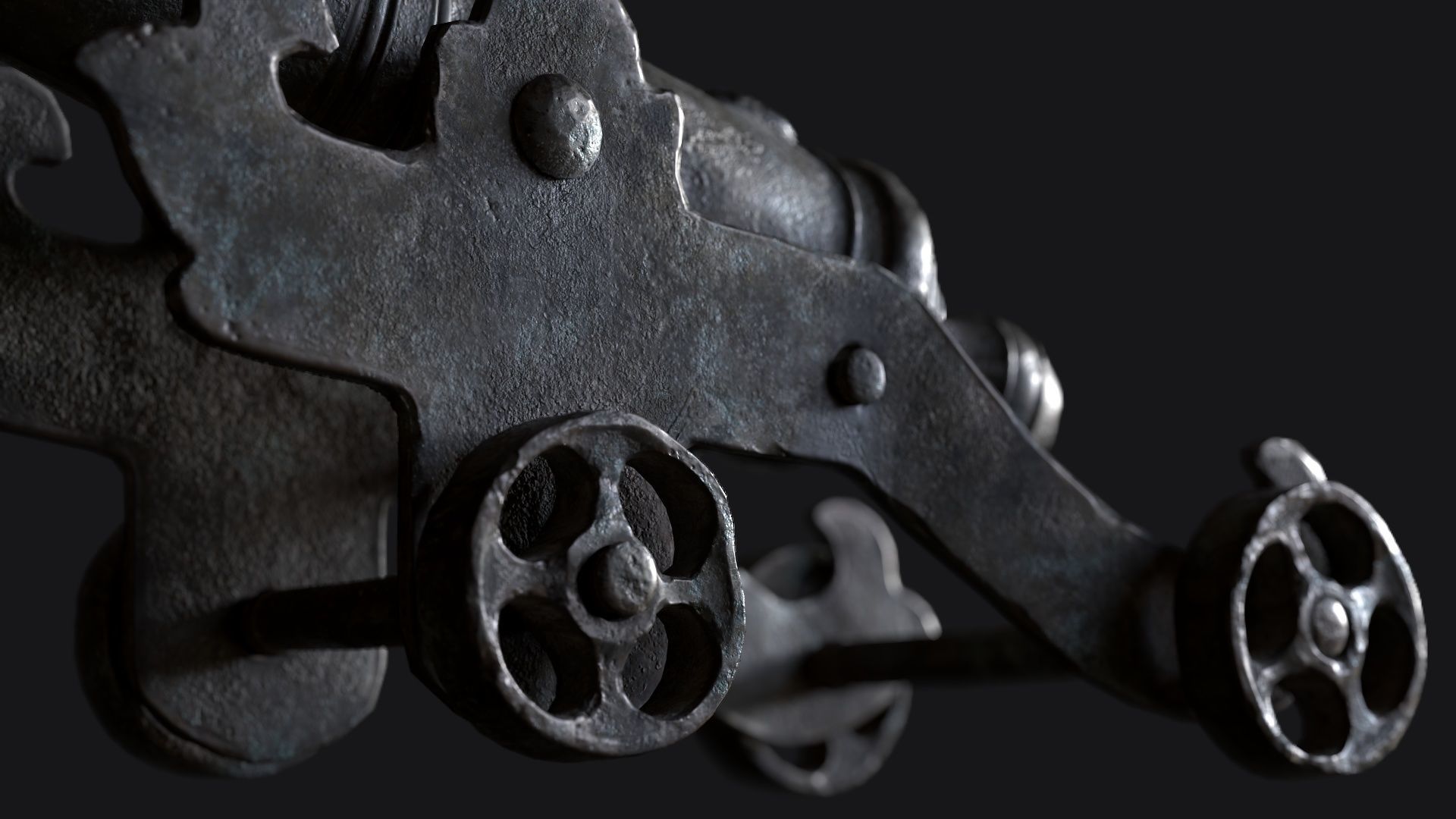 Medieval Artillery Gun Low-poly 3D model_2