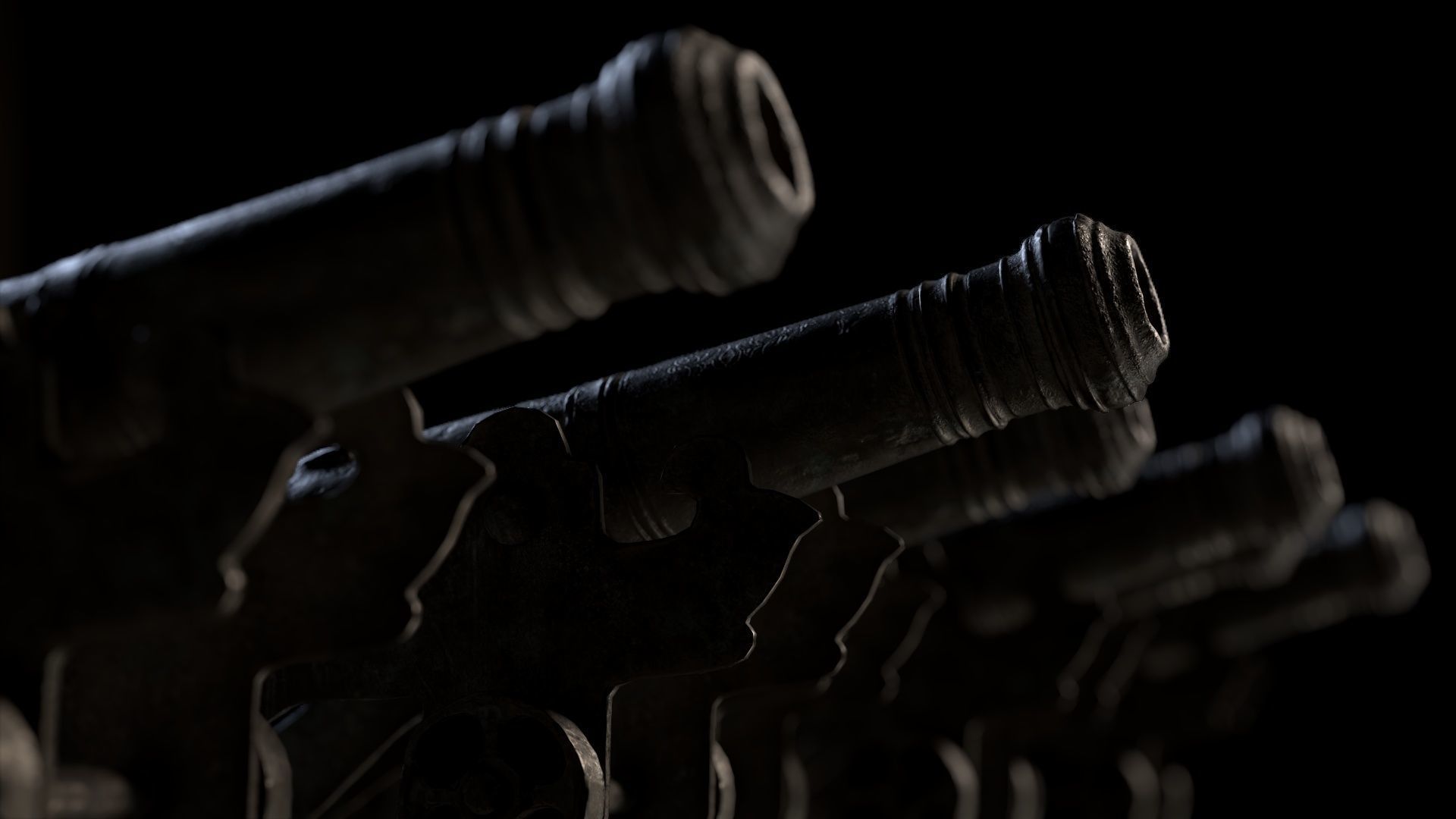 Medieval Artillery Gun Low-poly 3D model_6