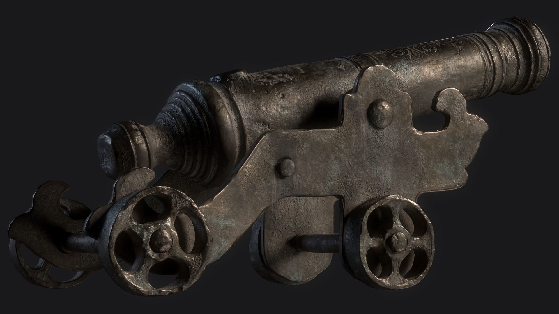 Medieval Artillery Gun Low-poly 3D model_16