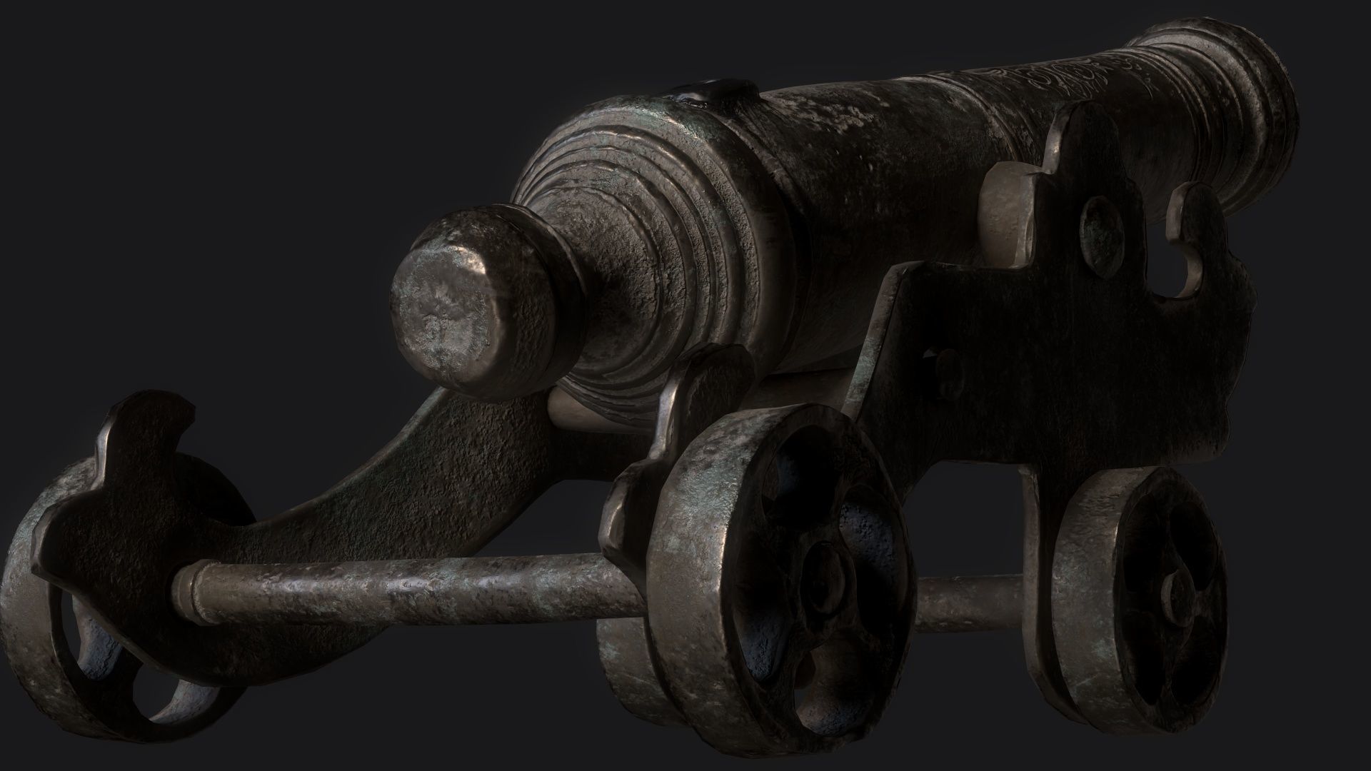 Medieval Artillery Gun Low-poly 3D model_14