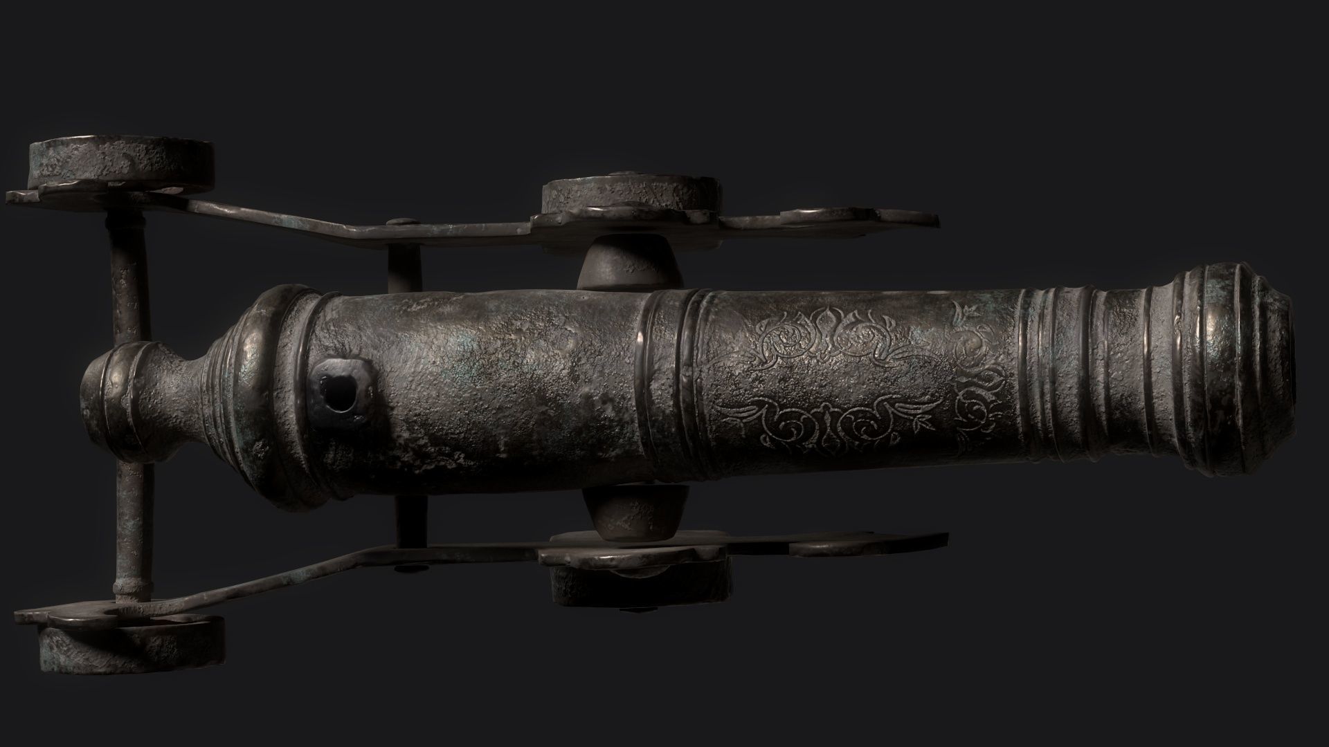 Medieval Artillery Gun Low-poly 3D model_10