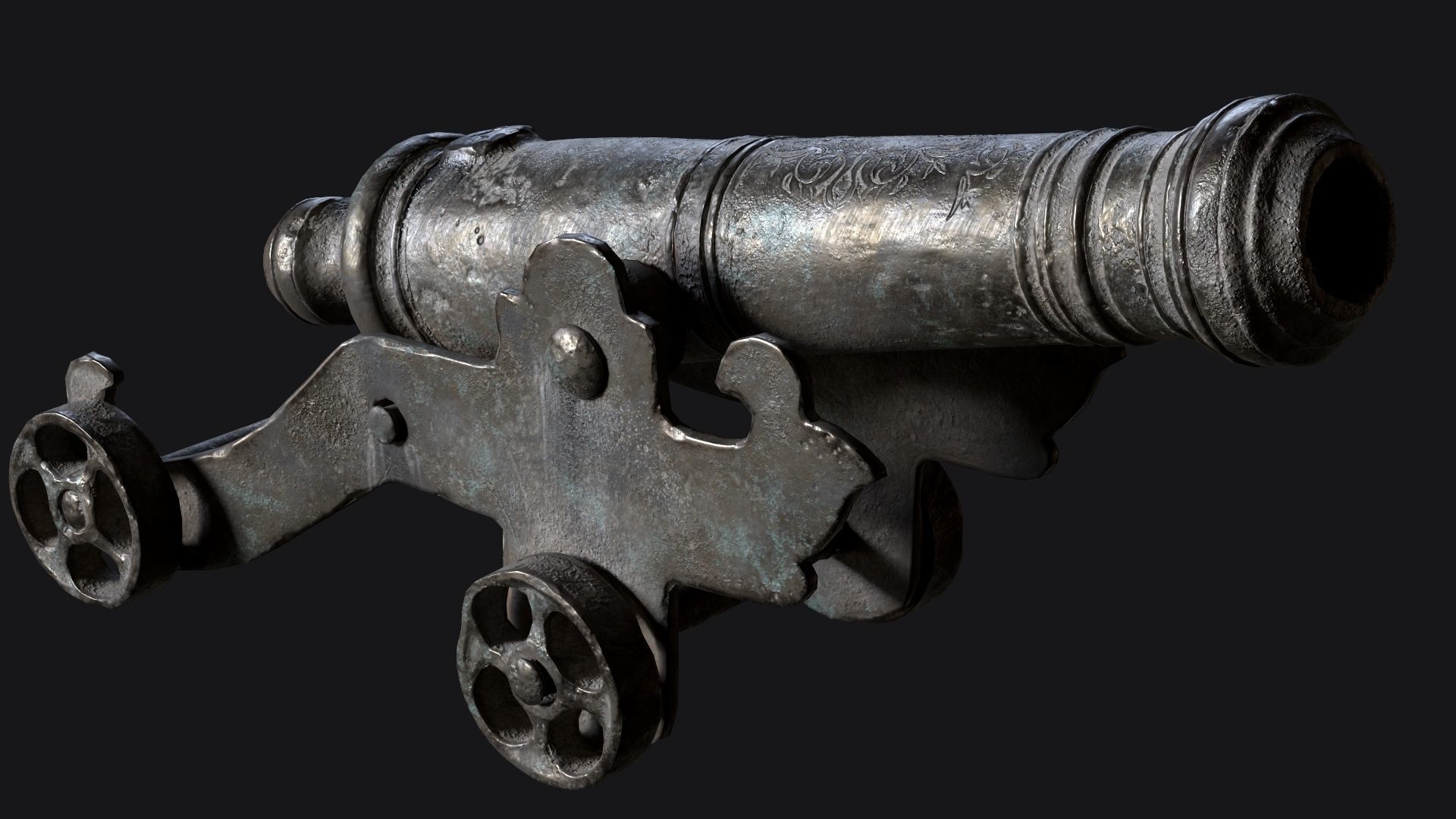 Medieval Artillery Gun Low-poly 3D model_7