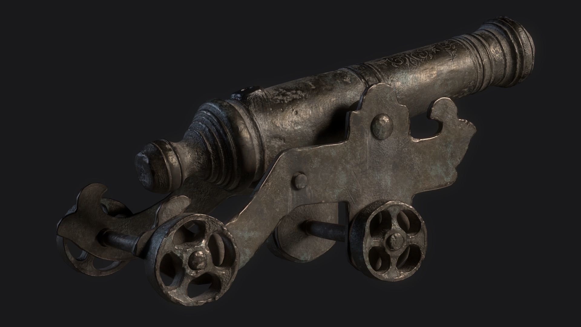 Medieval Artillery Gun Low-poly 3D model_9