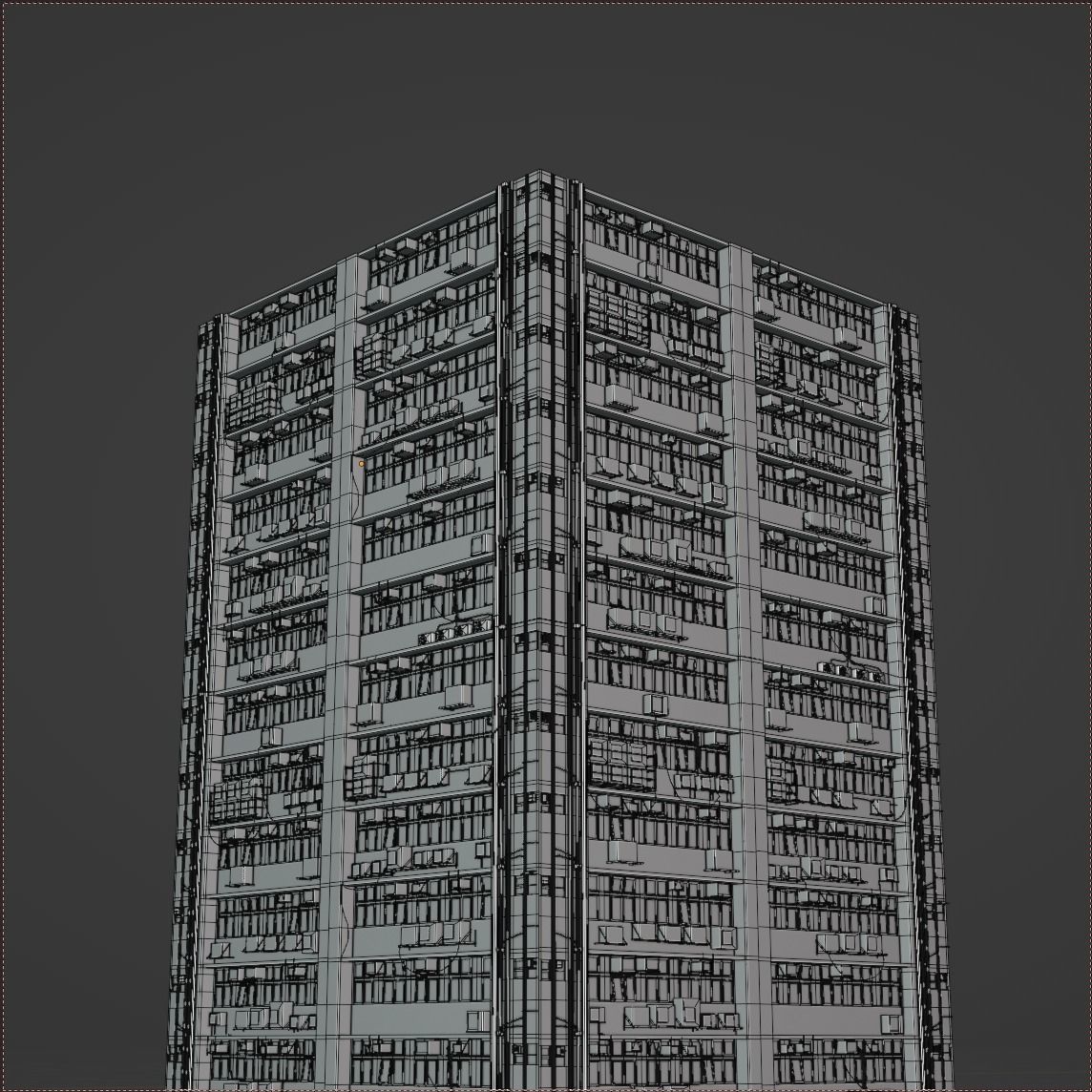 Dystopian Asian Building 2 Low-poly 3D model_4