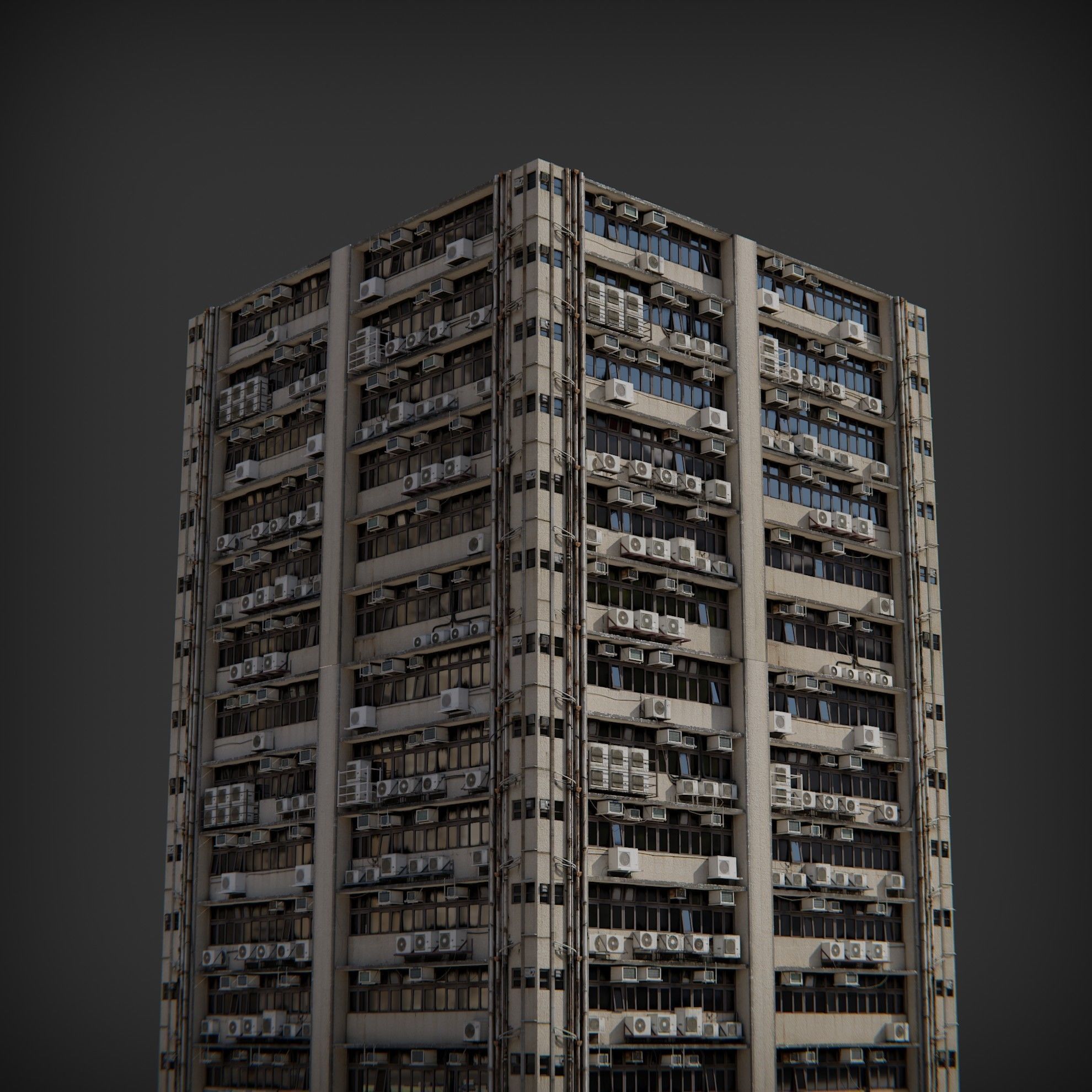 Dystopian Asian Building 2 Low-poly 3D model_2