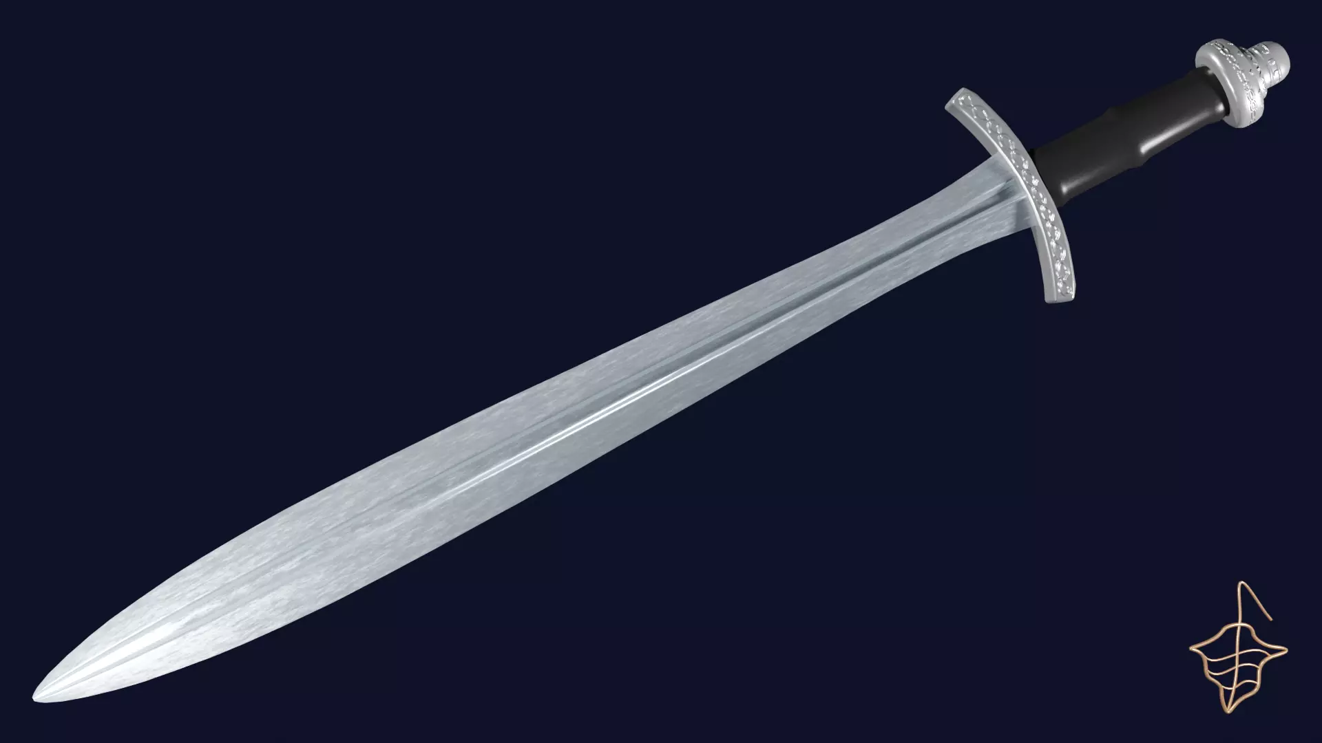 Xyphos sword with Caroling handle Low-poly 3D model_0