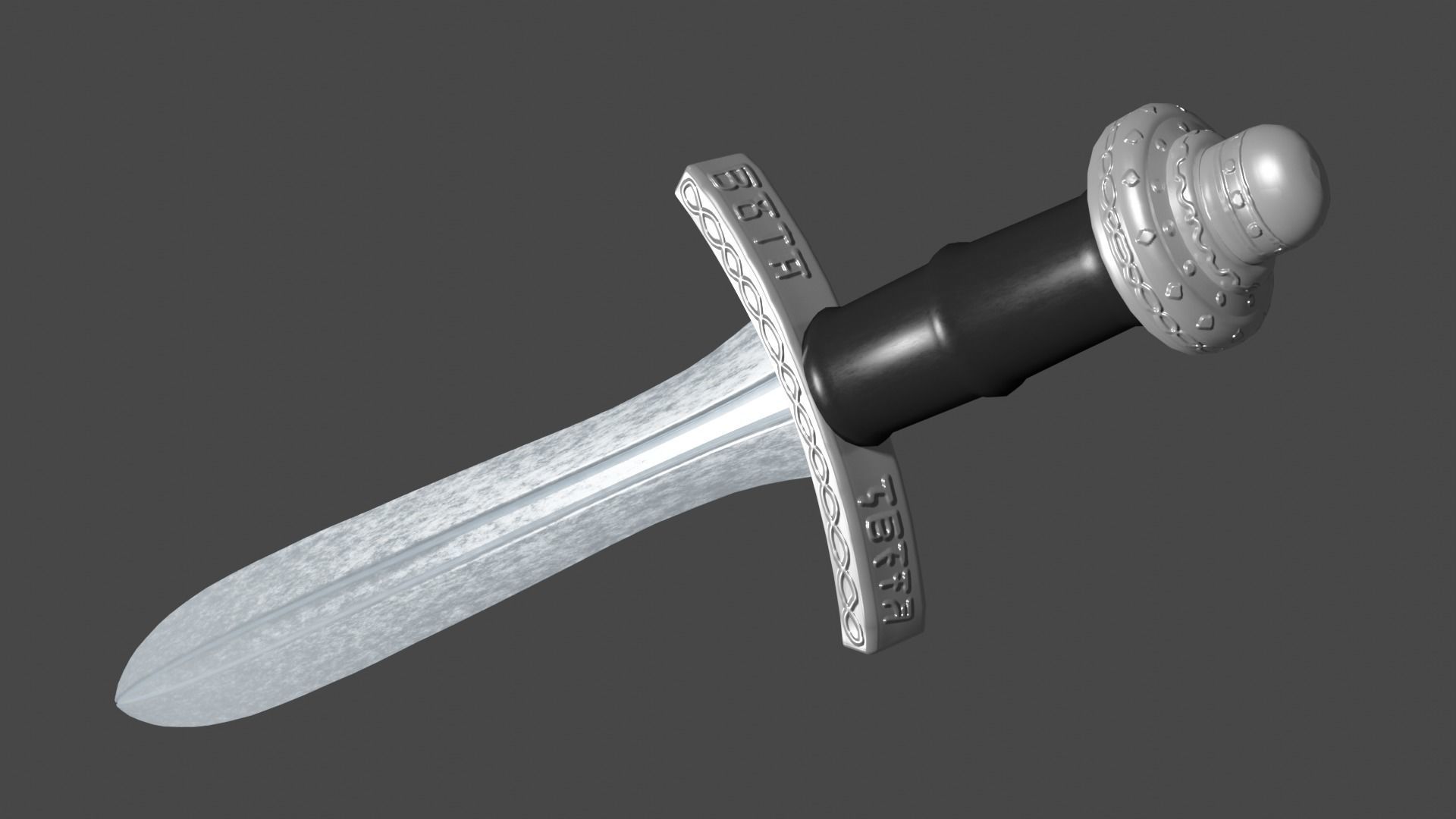Xyphos sword with Caroling handle Low-poly 3D model_10